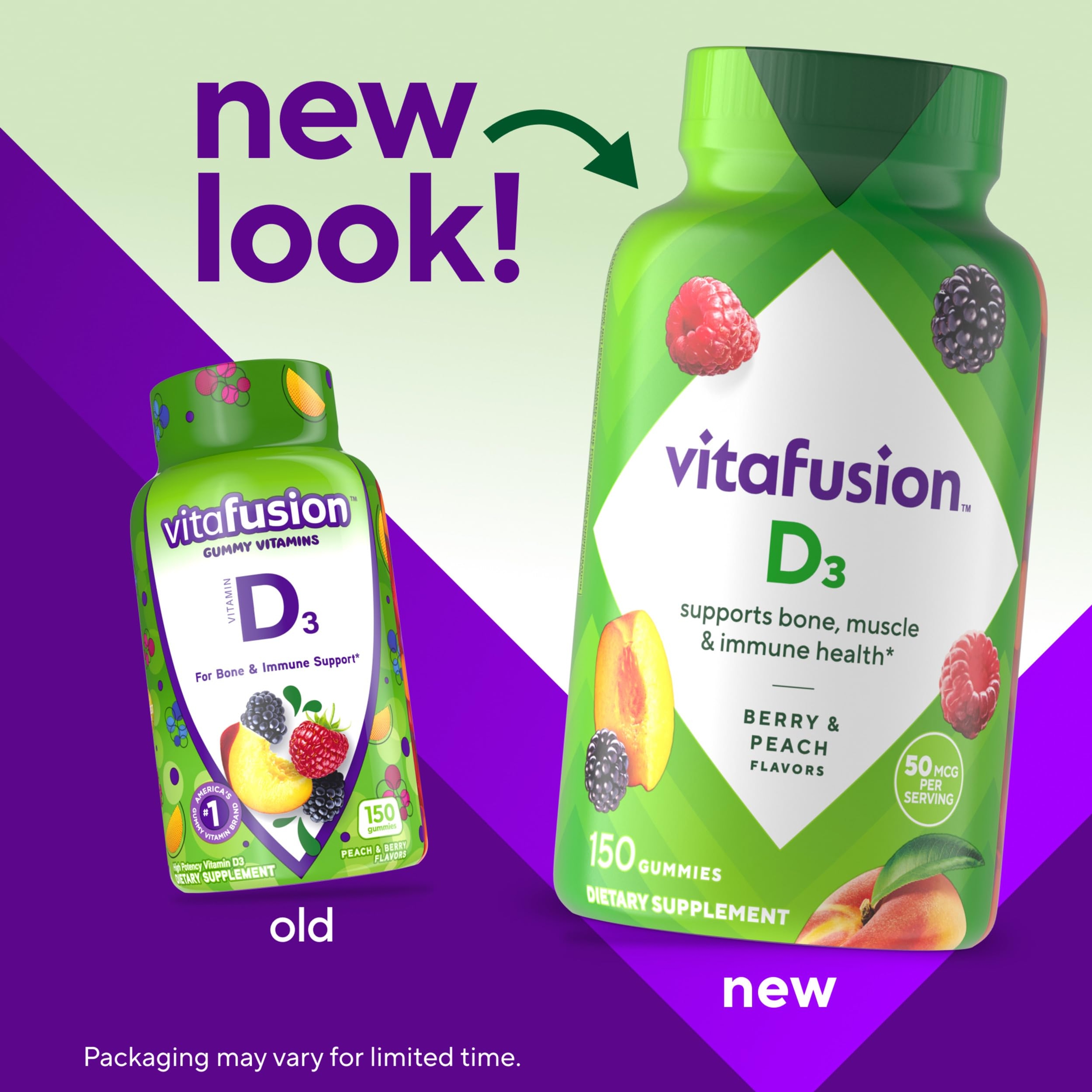 Vitafusion Vitamin D3 150 Gummies - Bone and Immune Support, Berry & Peach Flavor 3