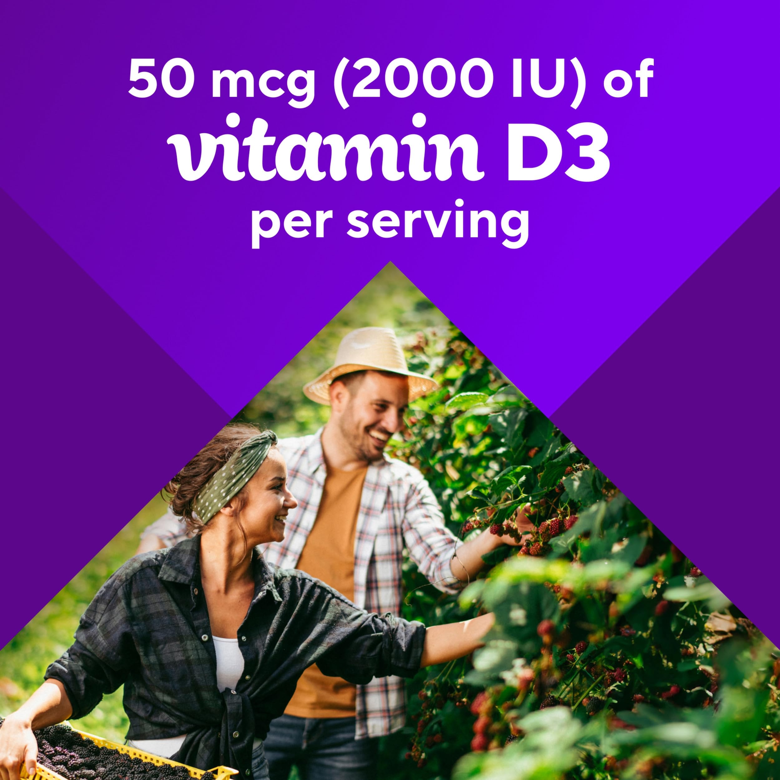 Vitafusion Vitamin D3 150 Gummies - Bone and Immune Support, Berry & Peach Flavor 6