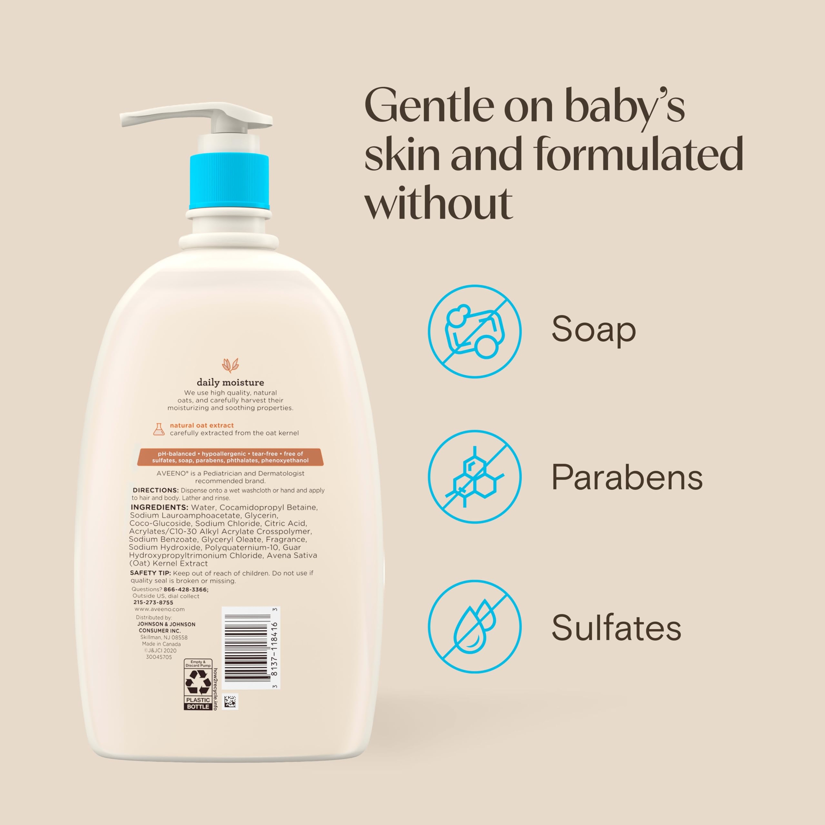 Aveeno Baby Daily Moisture Wash & Shampoo 33 fl.oz - Gently Cleanses & Nourishes with Oat Extract 8