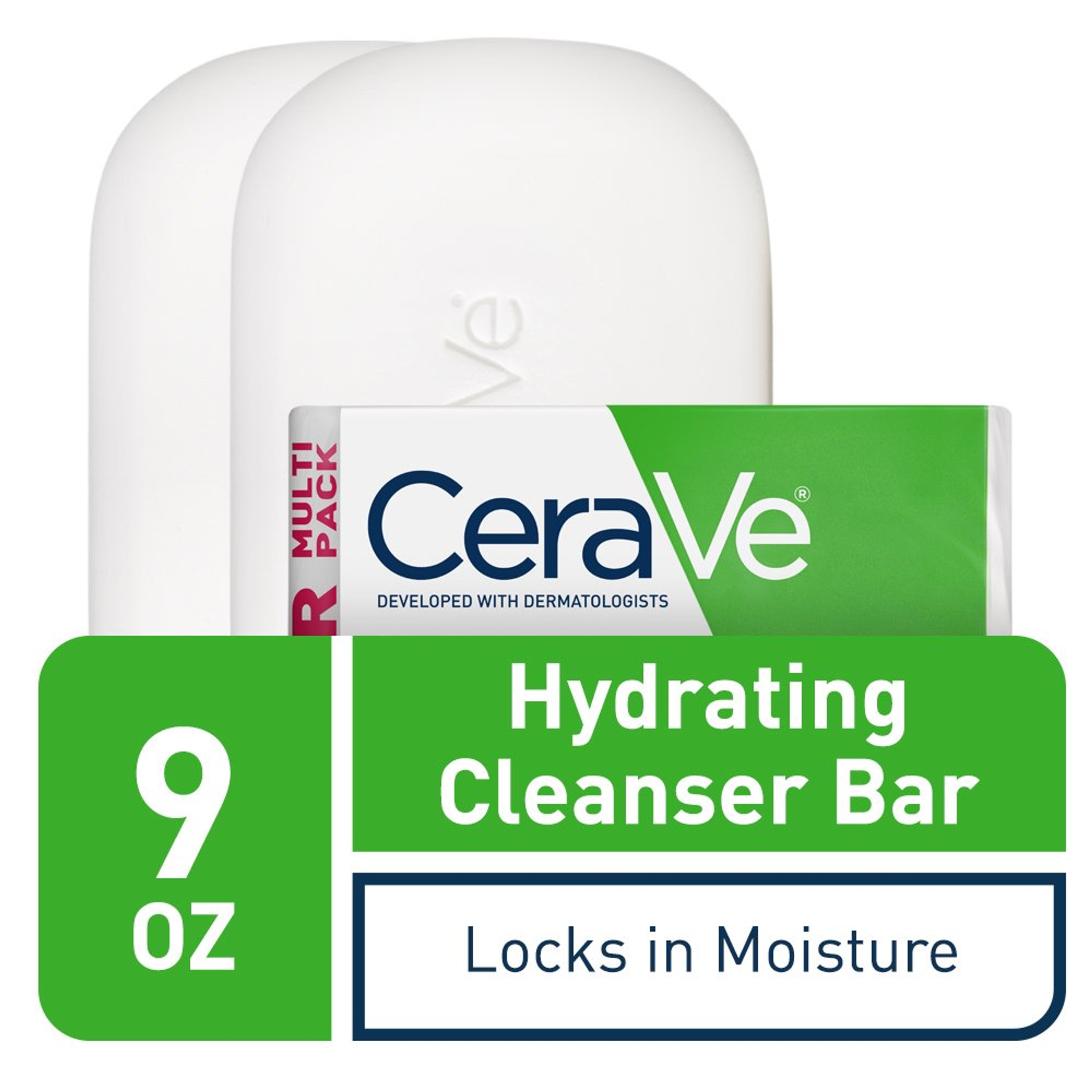 CeraVe Hydrating Cleanser Bar 4.5 oz (Pack of 2) - Soap-Free Body Wash & Facial Cleanser with Ceramides 2