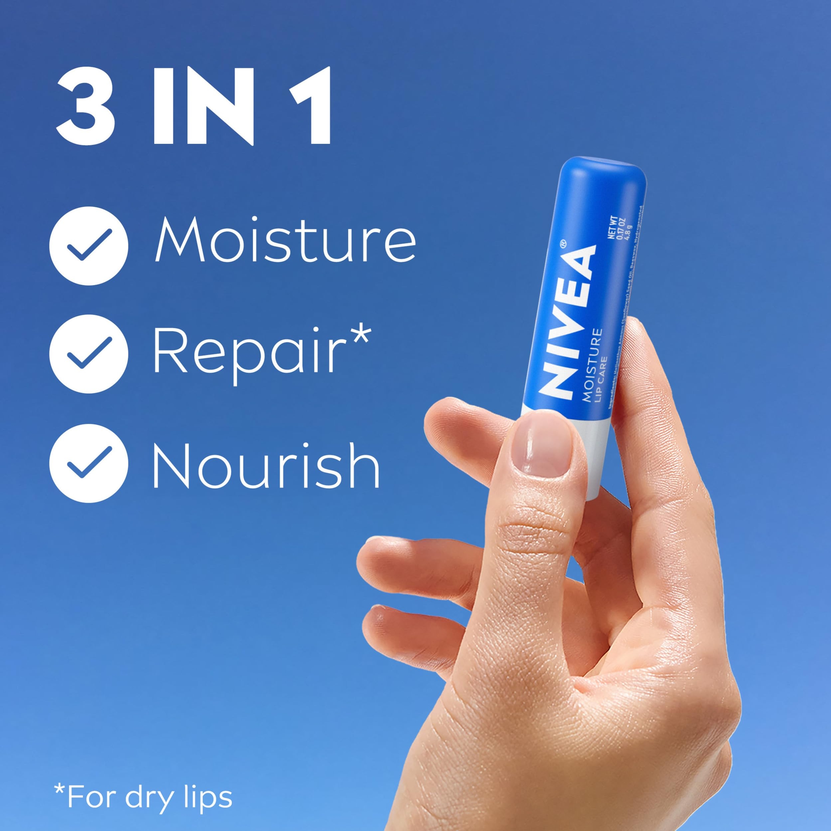 Nivea Moisture Lip Care 0.17 oz (Pack of 2) - Hydrating Lip Balms with Shea Butter, Repair Dry Lips 2