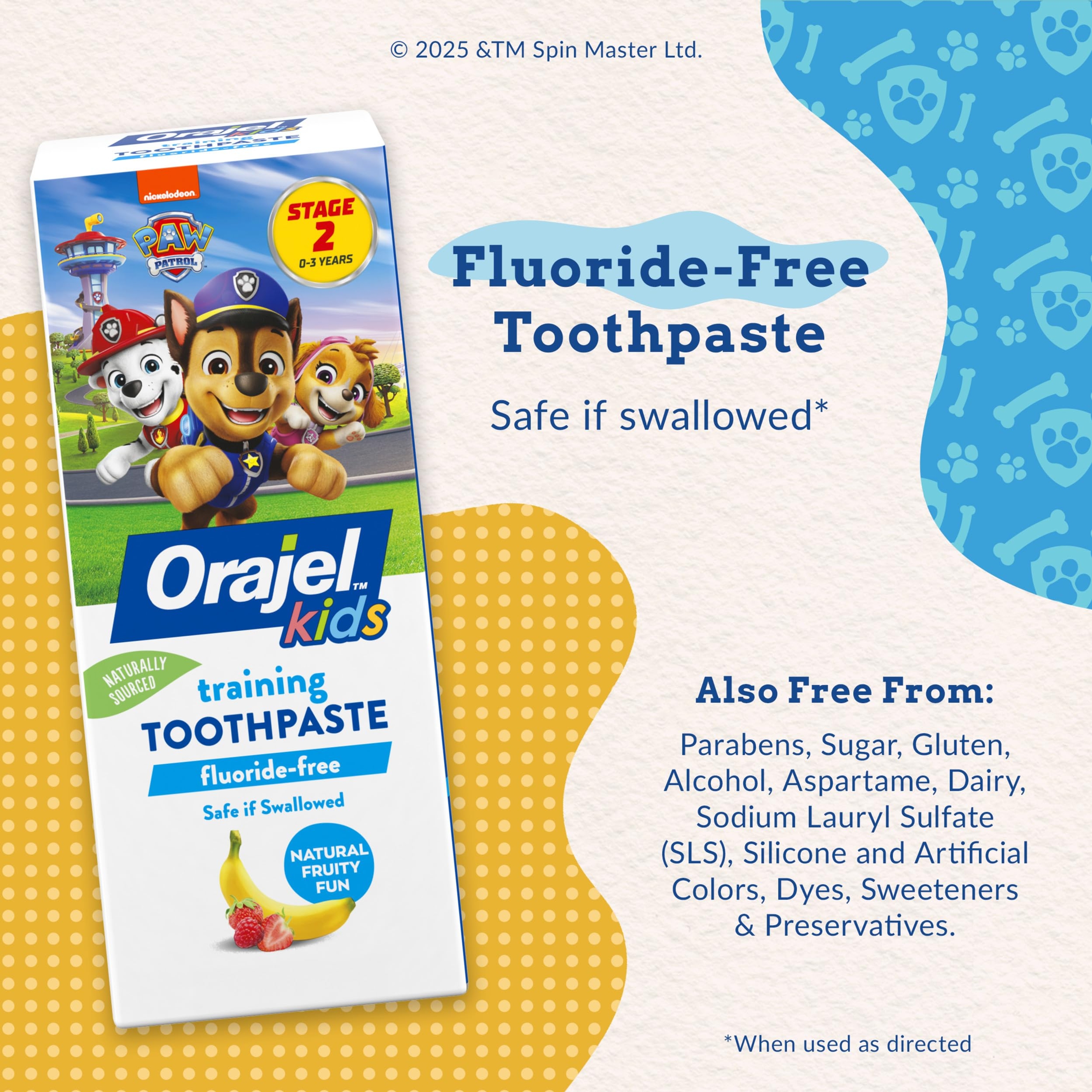 Orajel Kids Paw Patrol Fluoride-Free Training Toothpaste 1.5 oz - Natural Fruity Fun Flavor, for Babies & Toddlers Ages 0-3 3