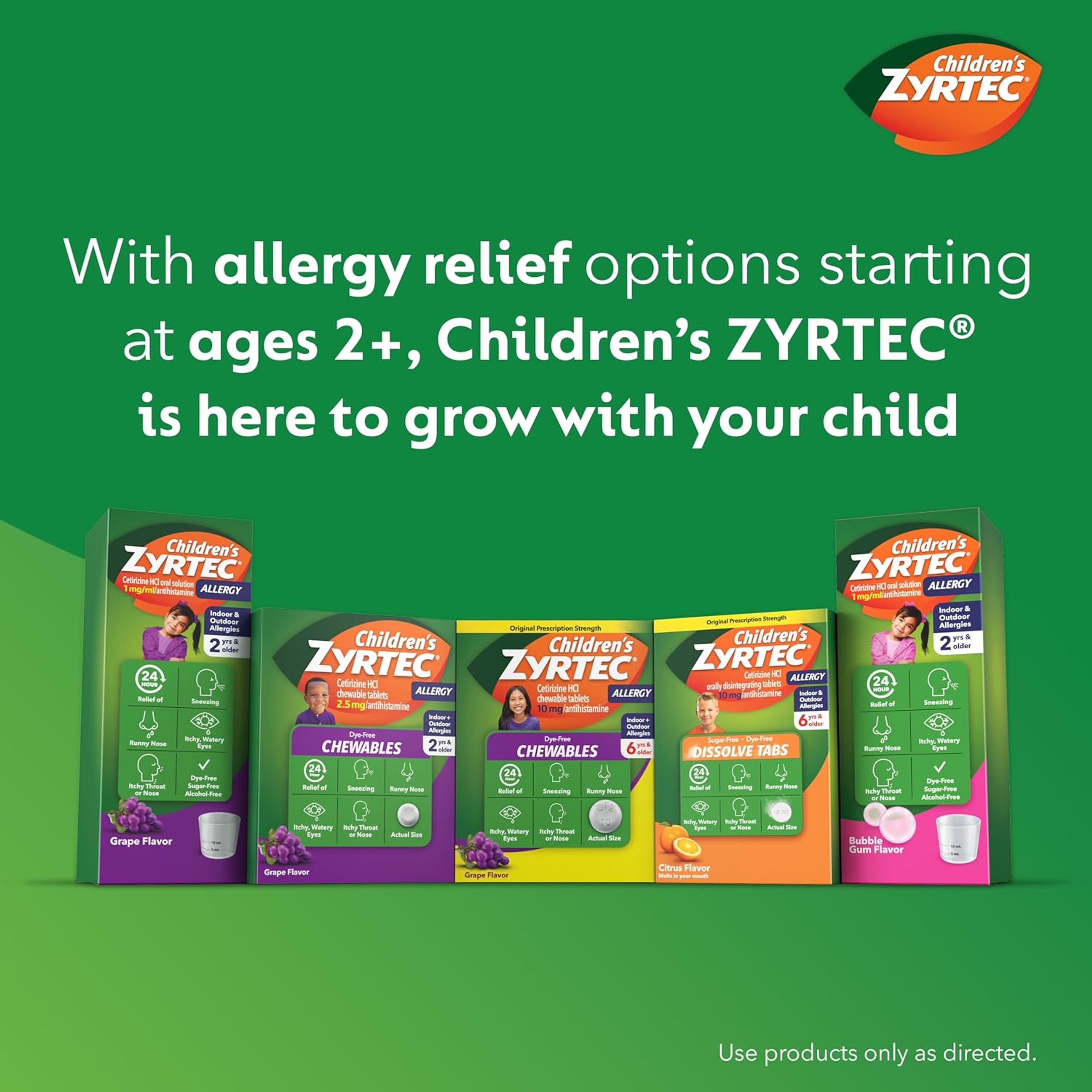 Children's Zyrtec Liquid, Kid's Antihistamine Syrup, Dye-, Sugar-, and Alcohol-Free, Pleasant Grape Flavor, Contains Cetirizine HCl Suitable for Ages 2 Years and Up, 8 fl oz Bottle 5