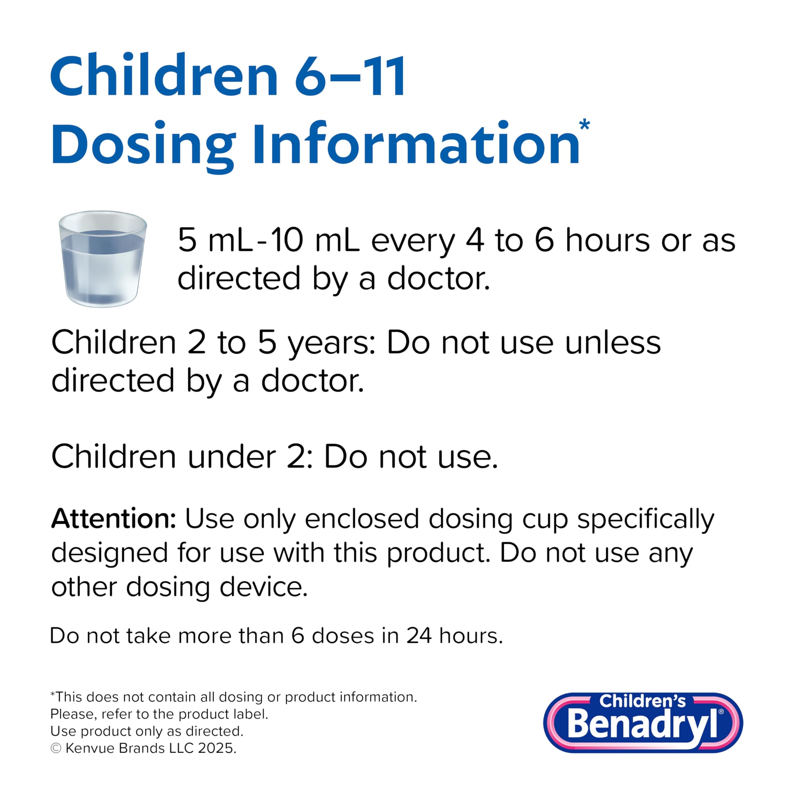 Children’s Benadryl Dye-Free Allergy Liquid, Bubble Gum Flavor, 4 fl.oz  - Antihistamine Allergy Relief Medicine for Kids 5