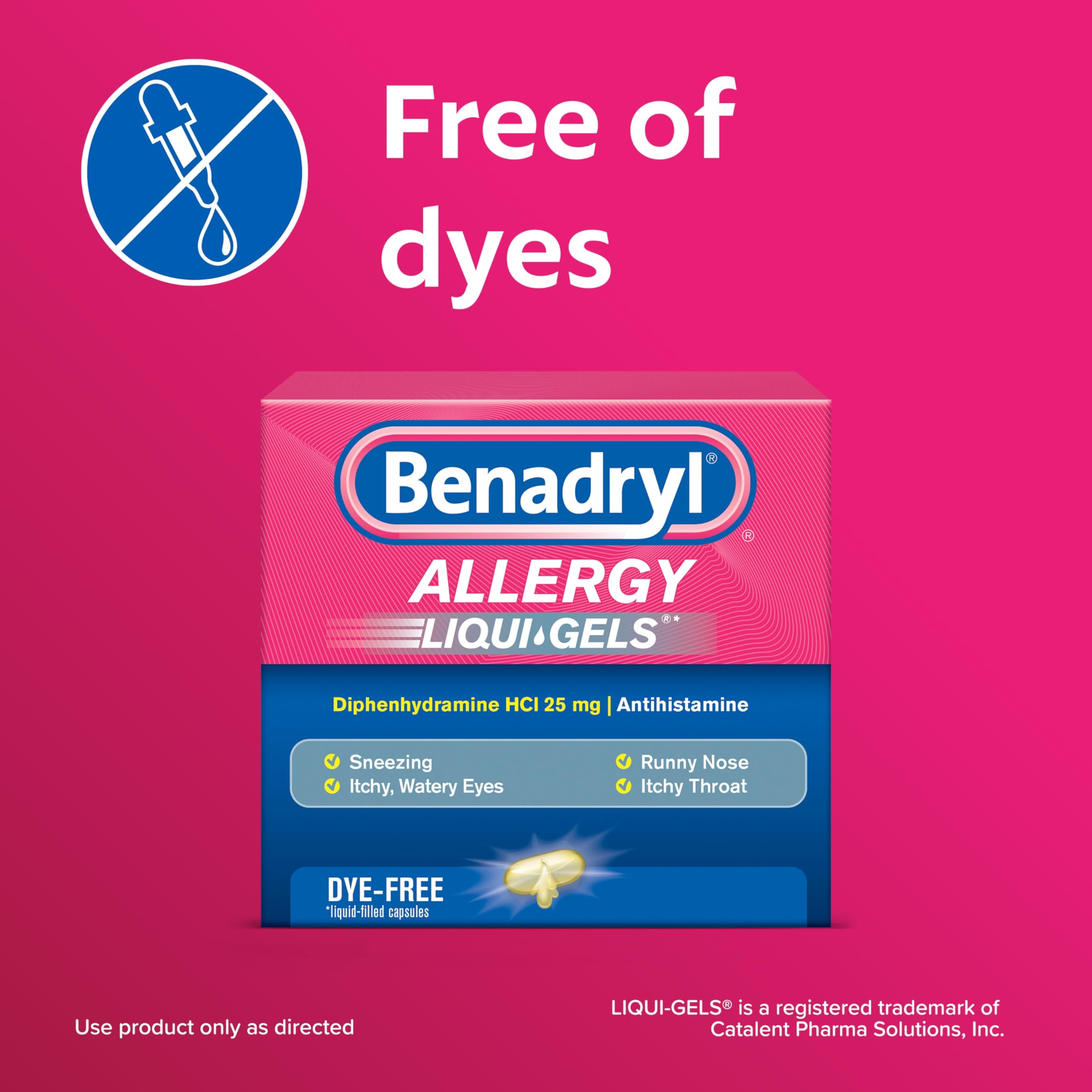 Benadryl Liqui-Gels Allergy Medicine 48 Count - Dye-Free Liquid Gel Capsules with 25mg of Diphenhydramine HCl 3