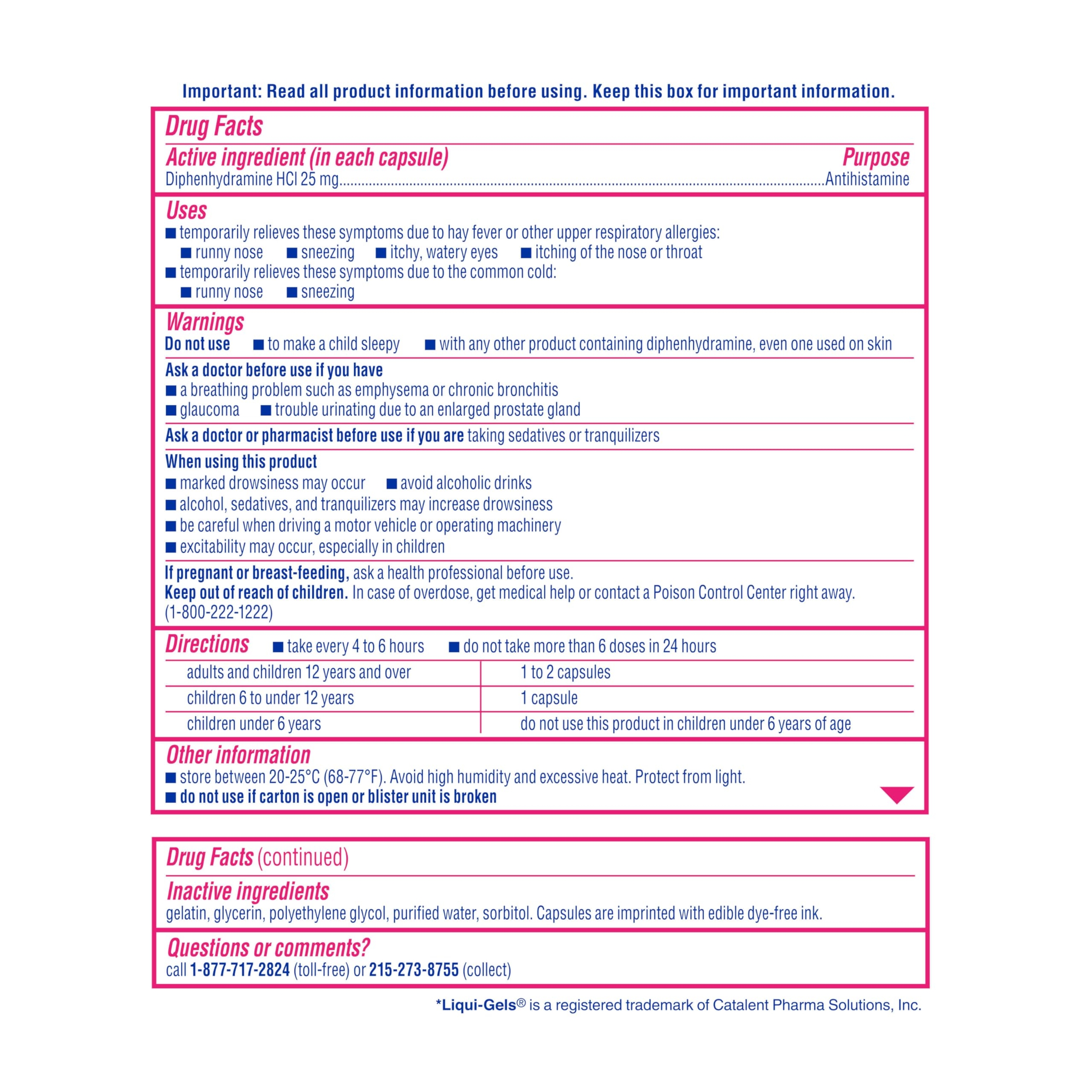 Benadryl Liqui-Gels Allergy Medicine 48 Count - Dye-Free Liquid Gel Capsules with 25mg of Diphenhydramine HCl 8