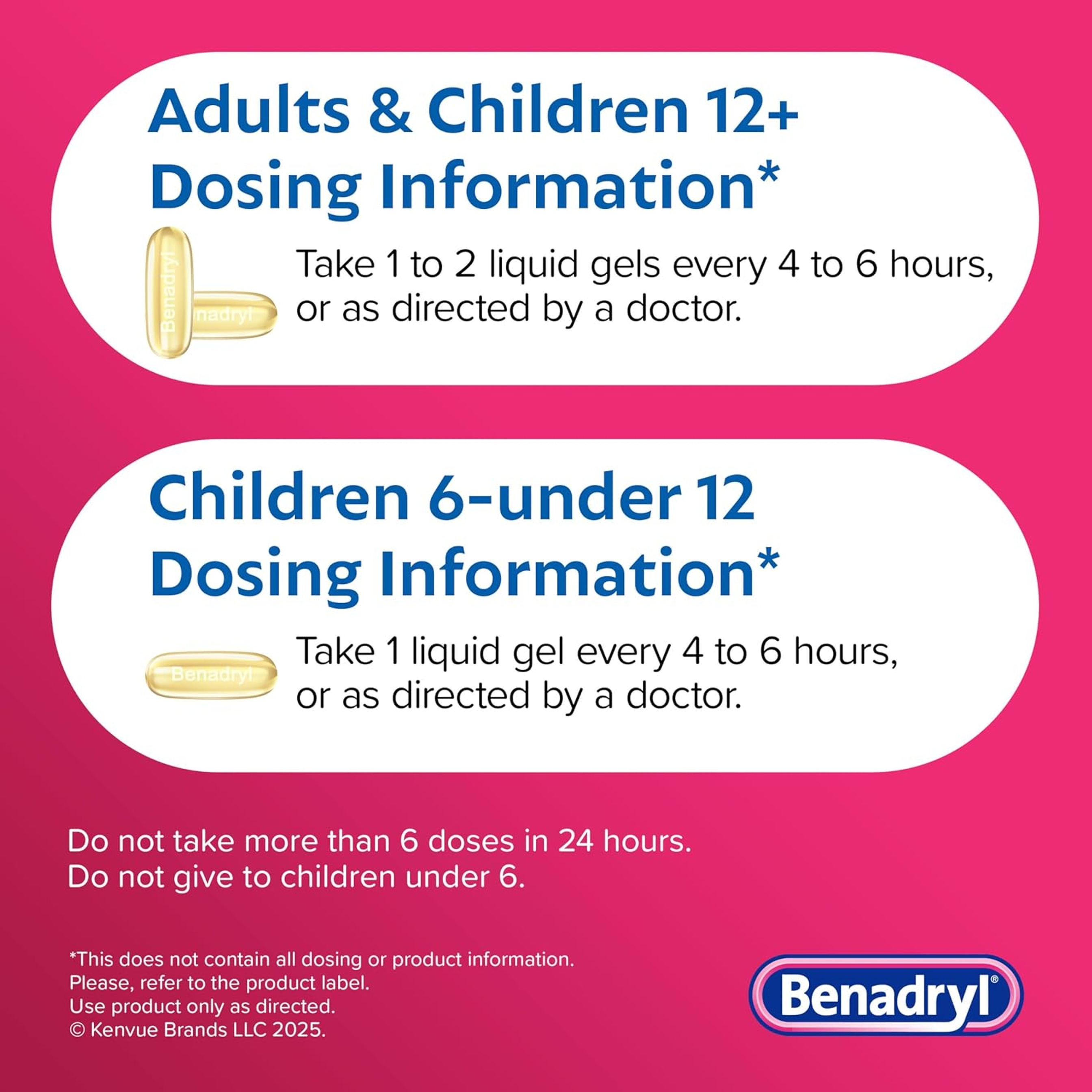 Benadryl Liqui-Gels Allergy Medicine 24 Count - Dye-Free Liquid Gel Capsules with 25mg of Diphenhydramine HCl 7