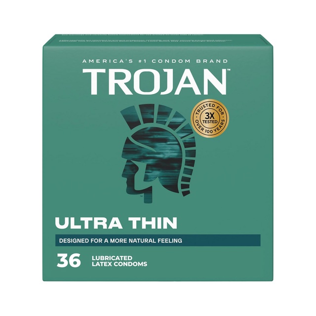 Trojan Ultra Thin Condoms 36 Count - Premium Latex Lubricated Condoms for a More Natural Feeling