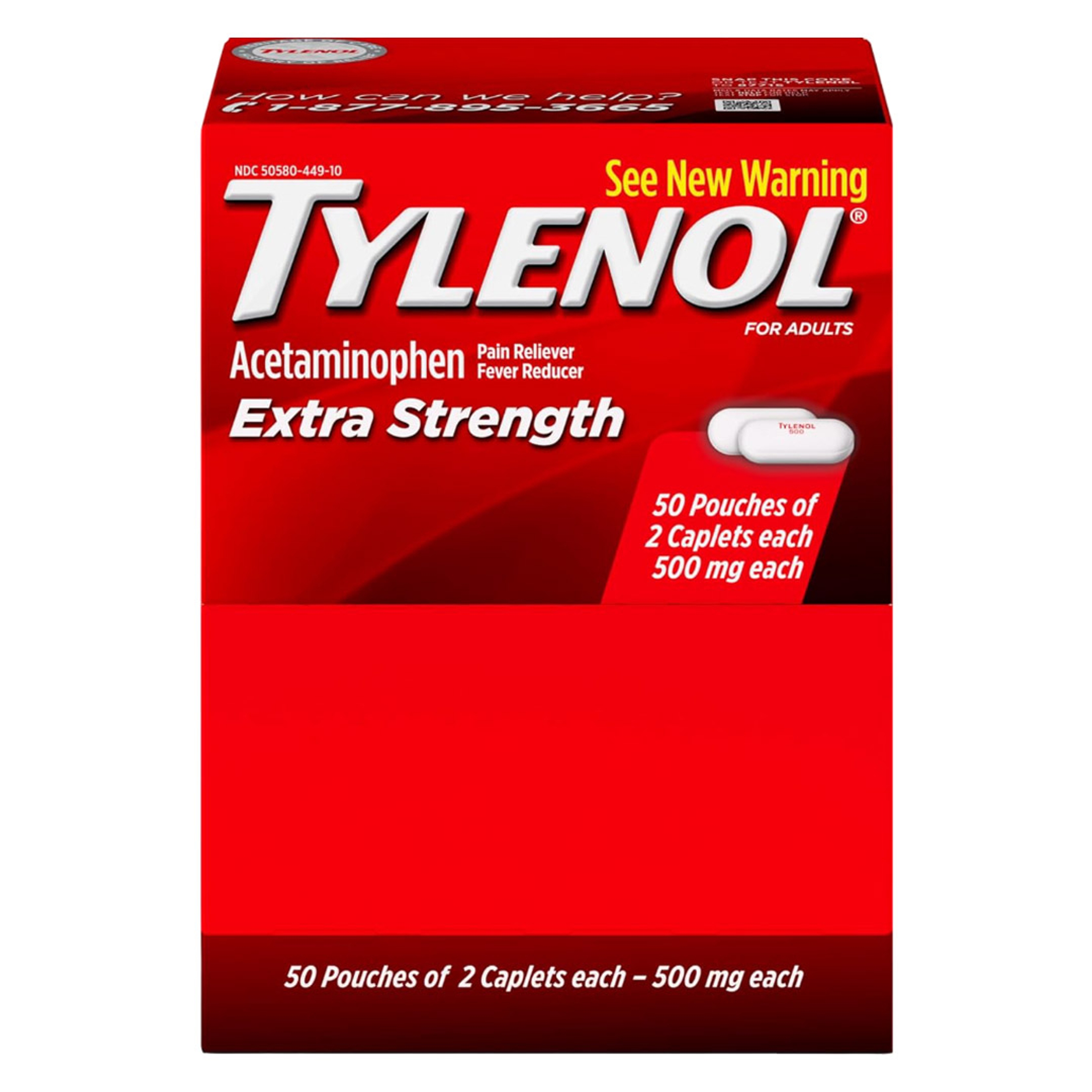 Tylenol Extra Strength Acetaminophen Caplets, 500 mg, Pain Relief & Fever Reducer for Headache, Backache, Toothache, Menstrual Cramps & Pain, Travel-Friendly Packaging, 2-Caplet Pouches, 50 Count 1