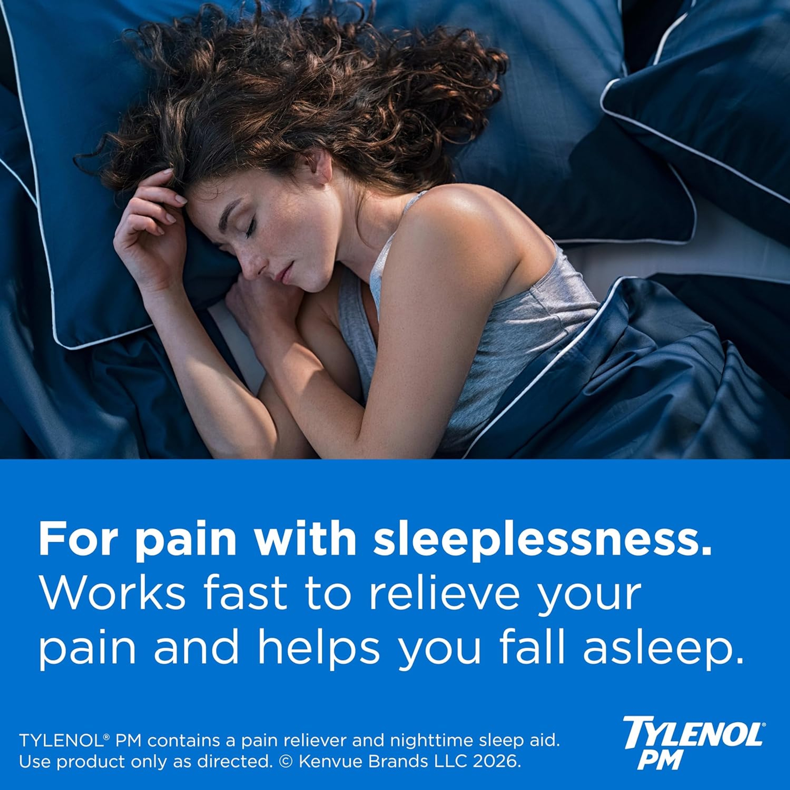 Tylenol PM Extra Strength Nighttime Pain Relief and Sleep Aid Caplets, Fast, Strong, Diphenhydramine HCl, Acetaminophen, Non‑Habit Forming, 150 Count Size 3