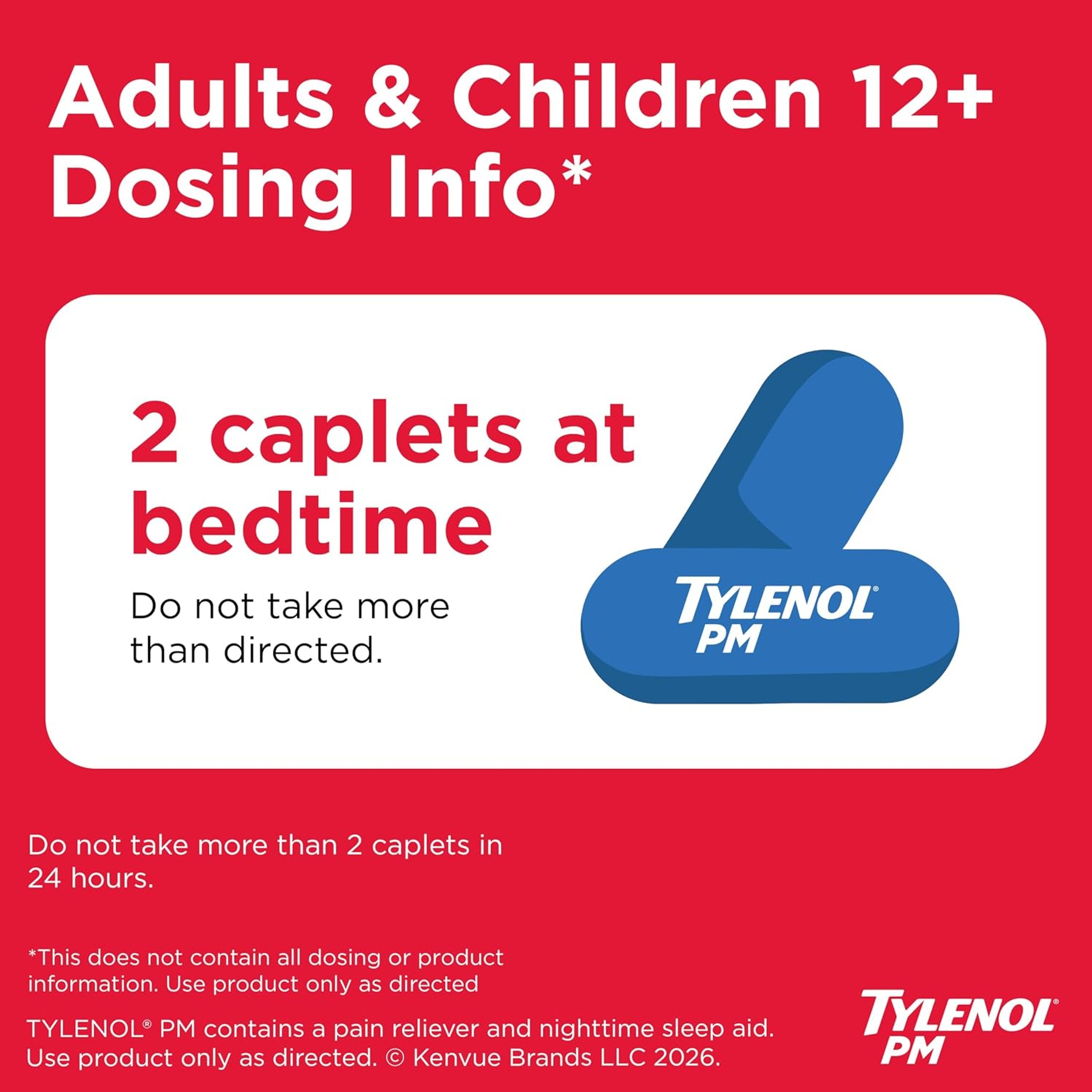 Tylenol PM Extra Strength Nighttime Pain Relief and Sleep Aid Caplets, Fast, Strong, Diphenhydramine HCl, Acetaminophen, Non‑Habit Forming, 150 Count Size 5