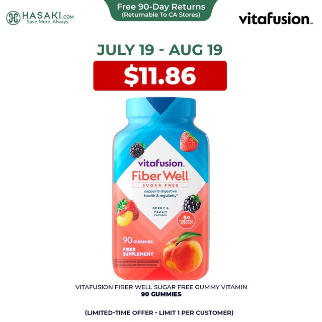 Vitafusion Fiber Well Sugar Free Gummy Vitamin 90 Gummies - Sugar Free Adult Gummy, Berry & Peach Flavors — Out of stock