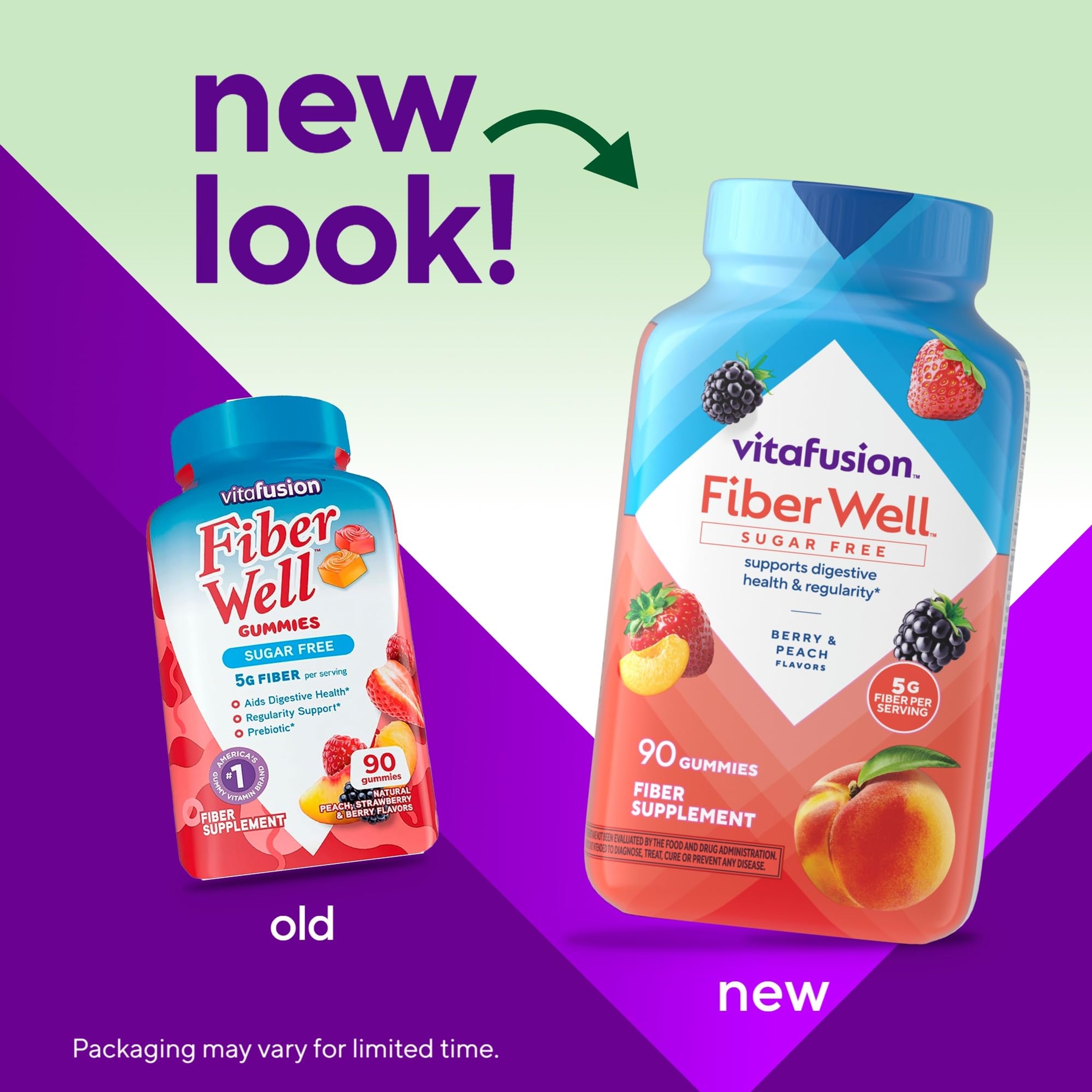 Vitafusion Fiber Well Sugar Free Gummy Vitamin 90 Gummies - Sugar Free Adult Gummy, Berry & Peach Flavors 3