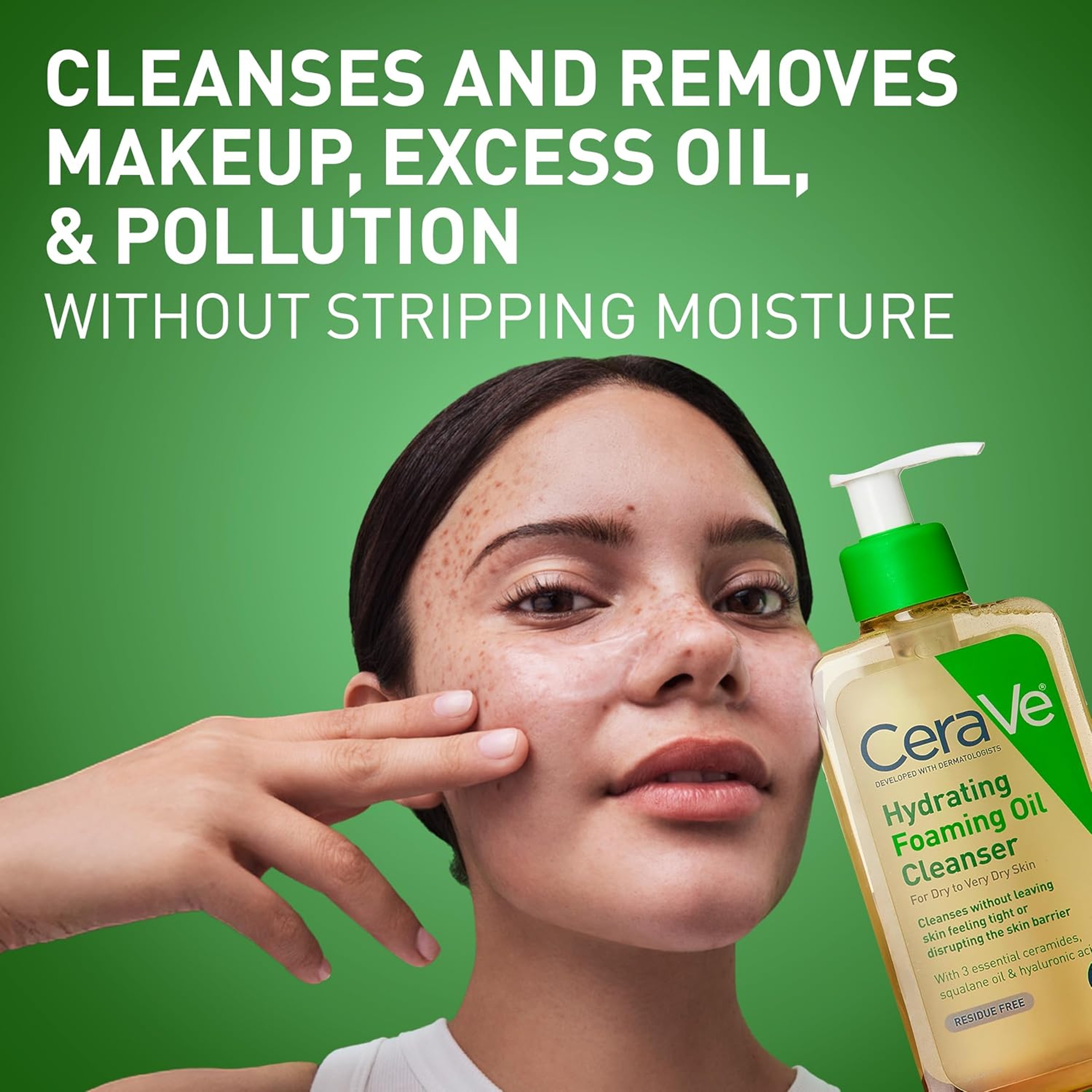 CeraVe Hydrating Foaming Oil Cleanser 16 fl.oz - Double-Cleansing Efficacy Removes Makeup for Dry to Very Dry Skin 4