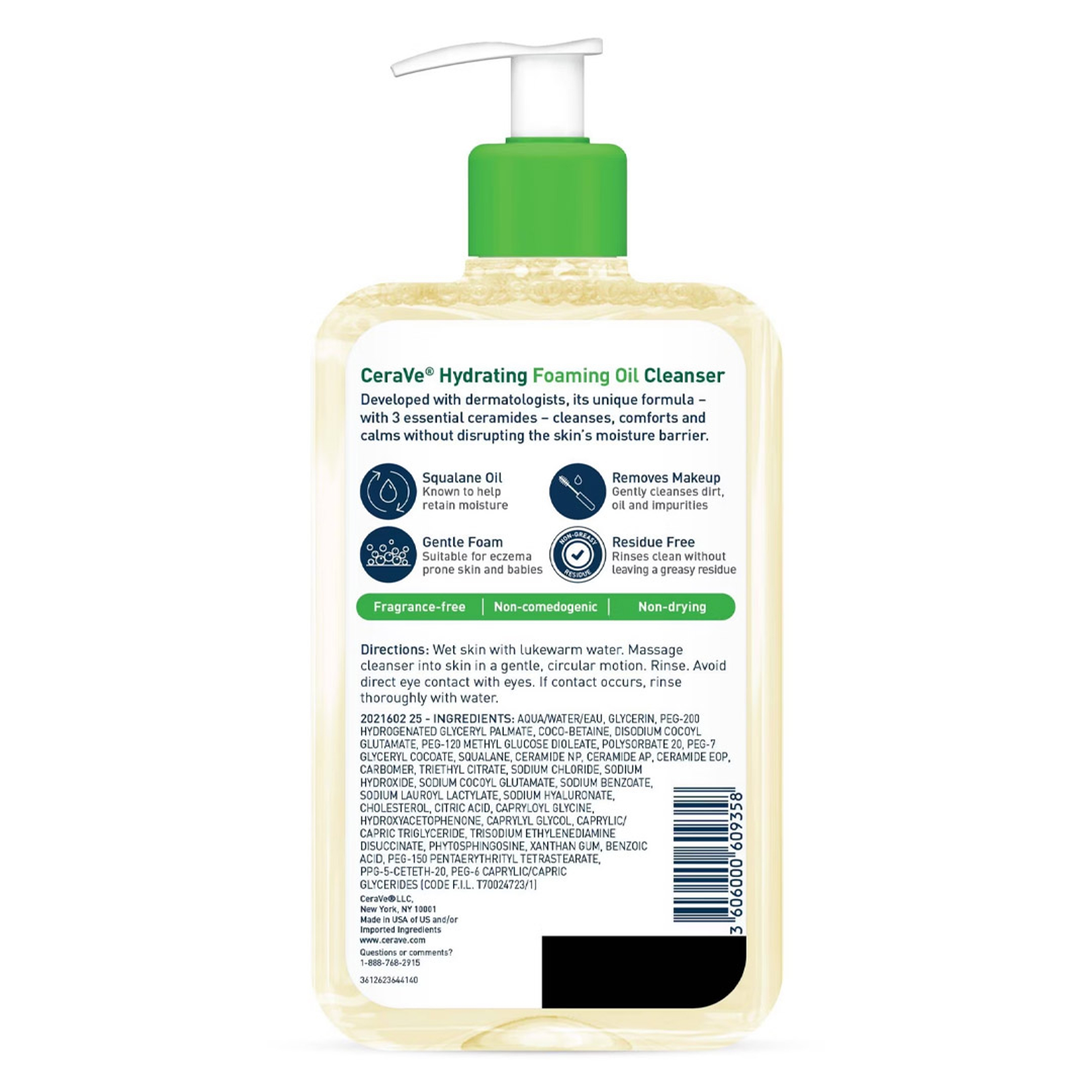 CeraVe Hydrating Foaming Oil Cleanser 16 fl.oz - Double-Cleansing Efficacy Removes Makeup for Dry to Very Dry Skin 9