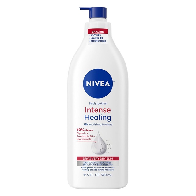 Nivea Intense Healing Body Lotion 16.9 fl.oz - 72HR Body Moisturizer for Dry & Very Dry Skin