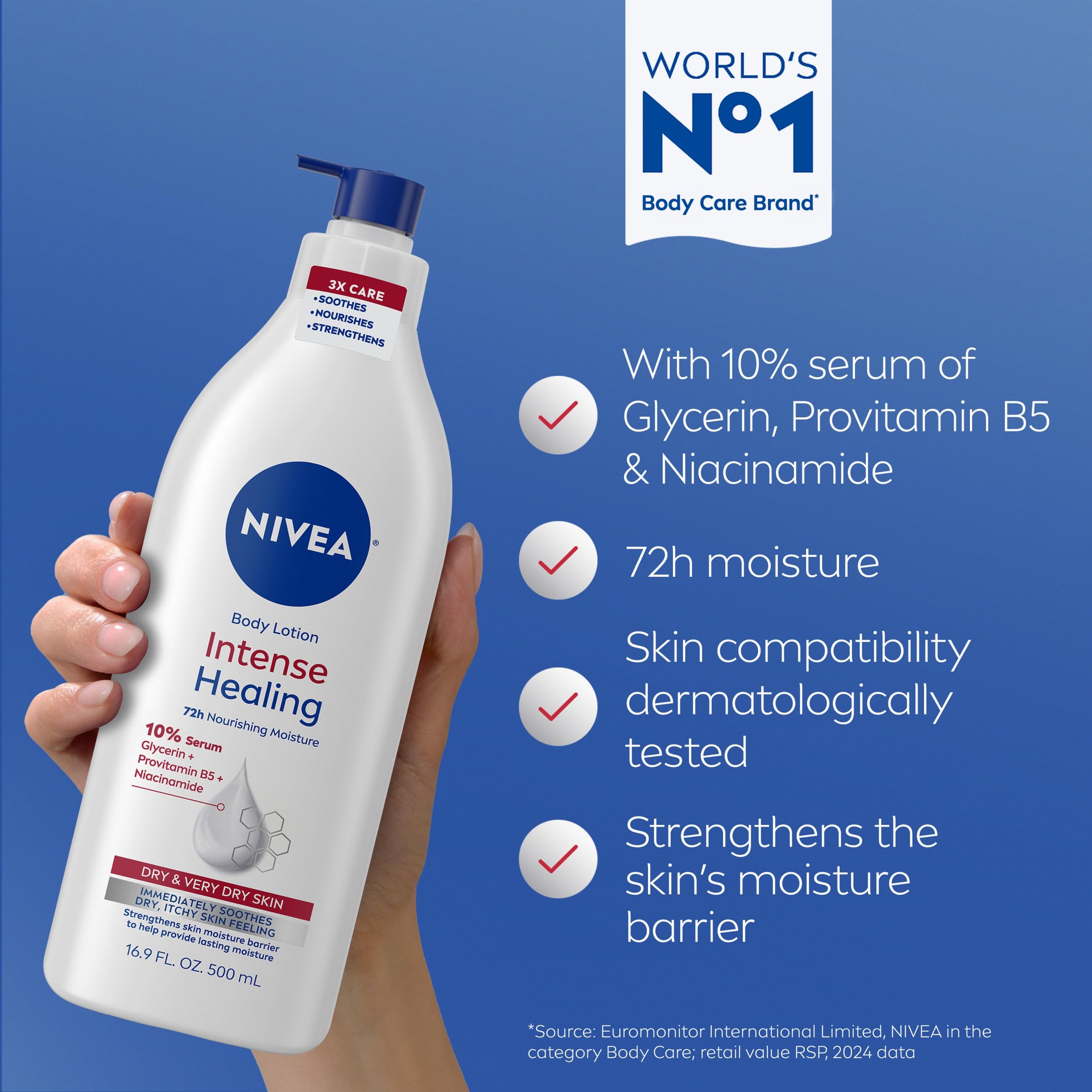 Nivea Intense Healing Body Lotion 16.9 fl.oz - 72HR Body Moisturizer for Dry & Very Dry Skin 4