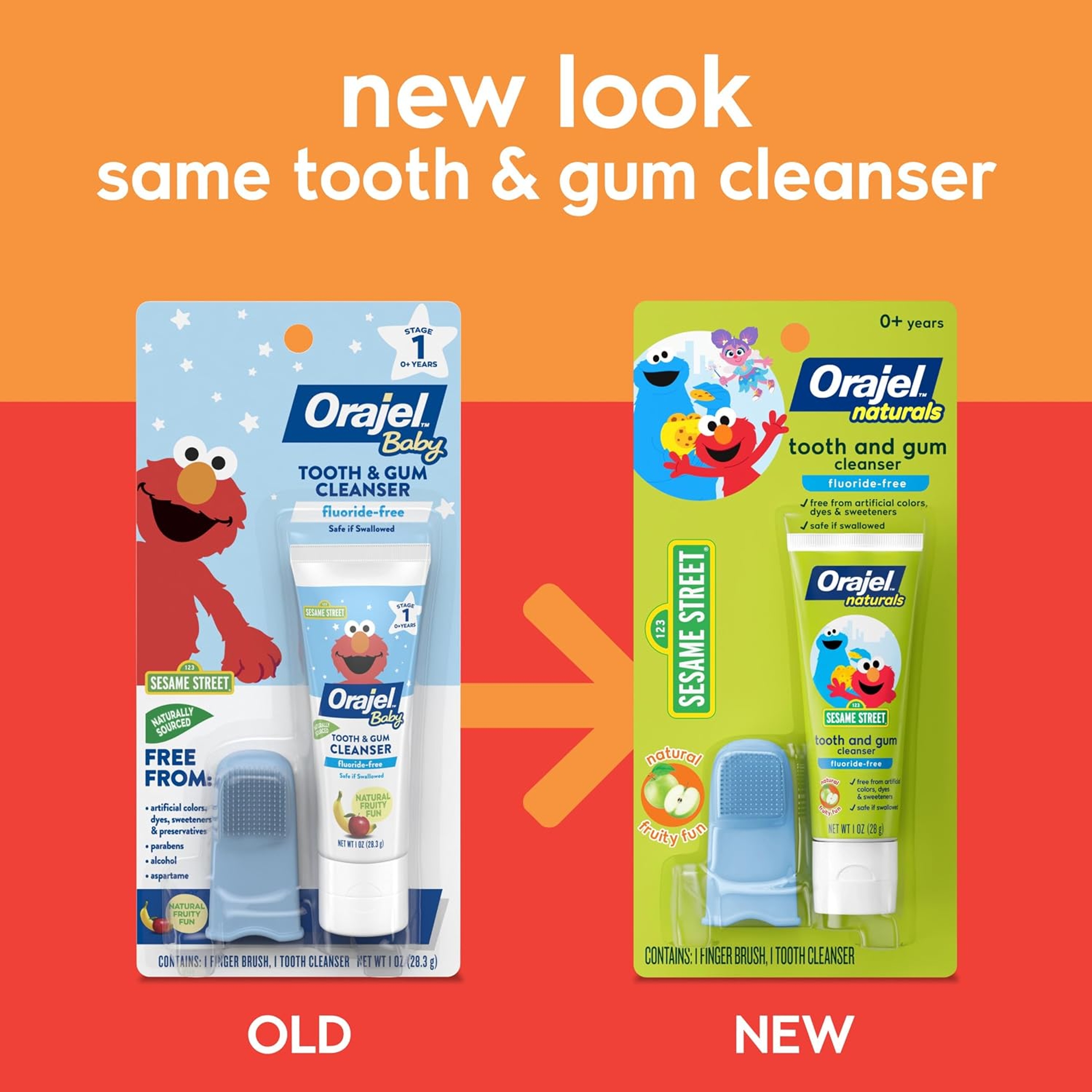 Orajel Baby Elmo Tooth & Gum Cleanser, 1 Finger brush + 1 Toothpaste 1 oz - Fluoride-Free, for Babies Age 0+ 2