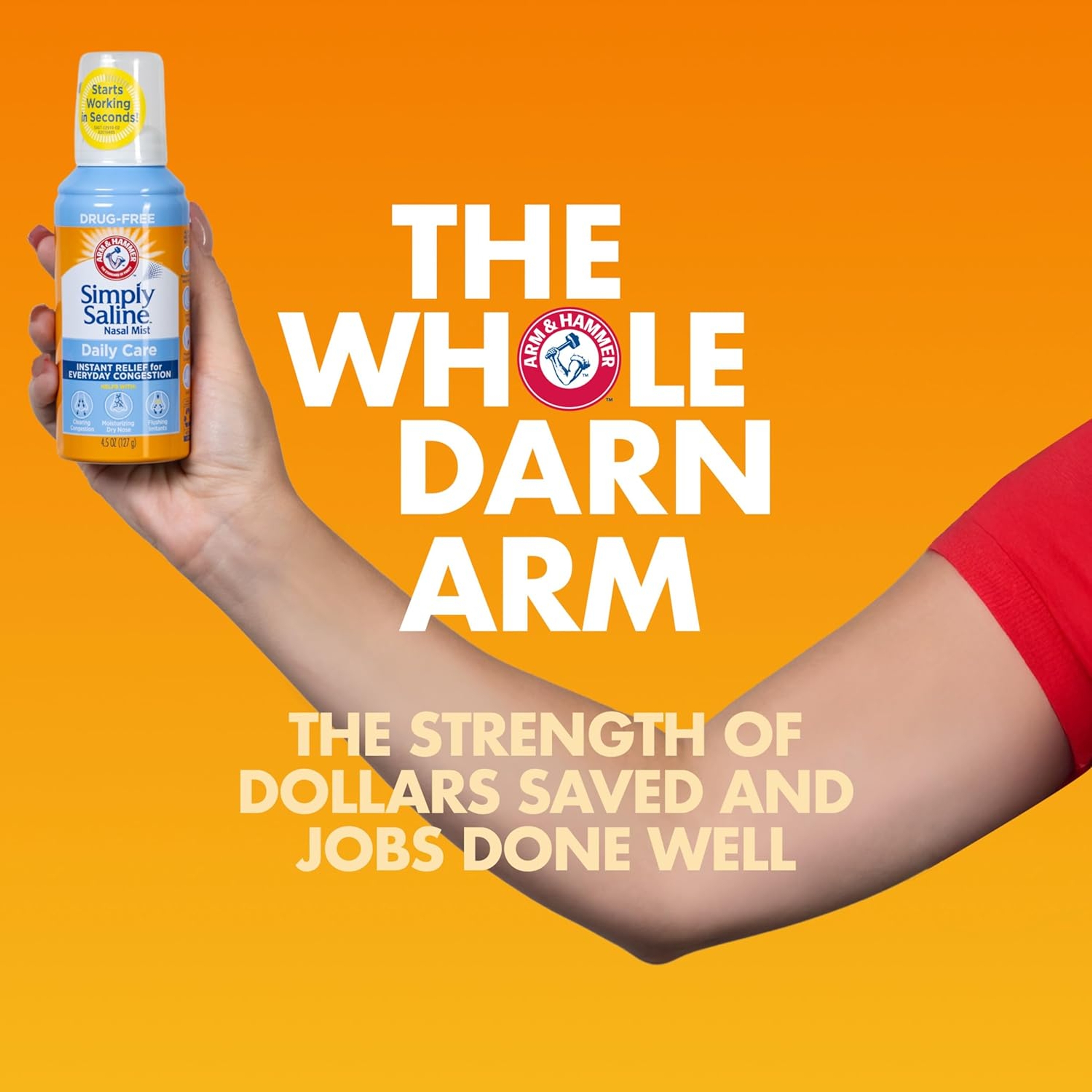 Arm & Hammer Simply Saline Nasal Care Daily Mist 4.5 oz - Instant Relief for Every Day Congestion 7