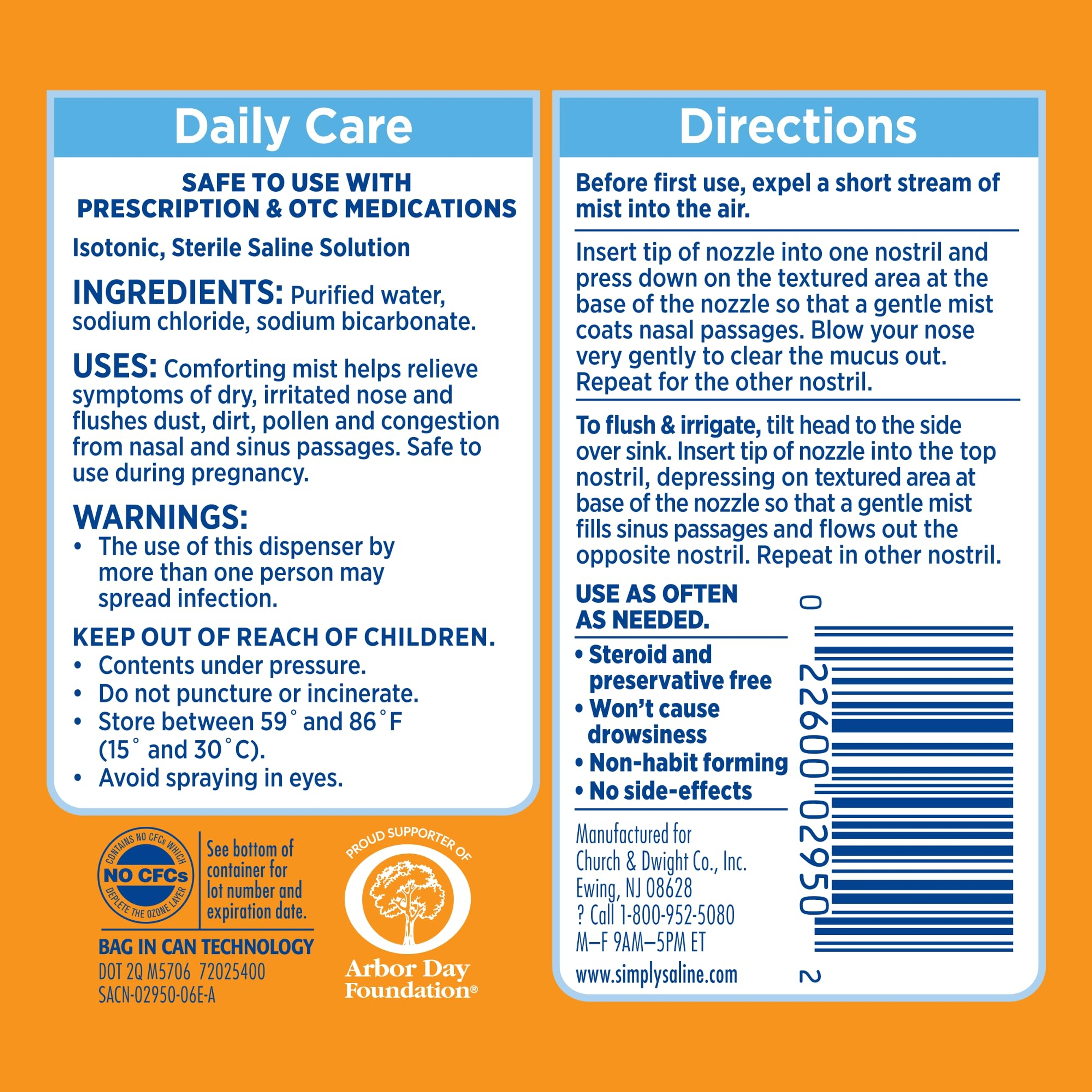 Arm & Hammer Simply Saline Nasal Care Daily Mist 4.5 oz - Instant Relief for Every Day Congestion 10