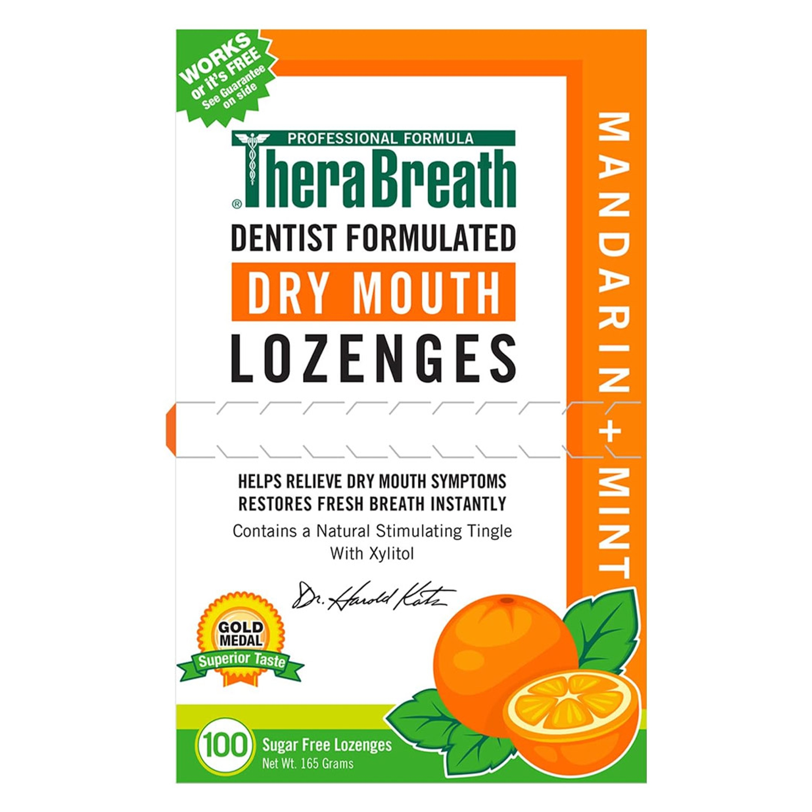TheraBreath Dry Mouth Lozenges, Mandarin Mint, 100 Count - Sugar-Free, for Fresh Breath On the Go 1