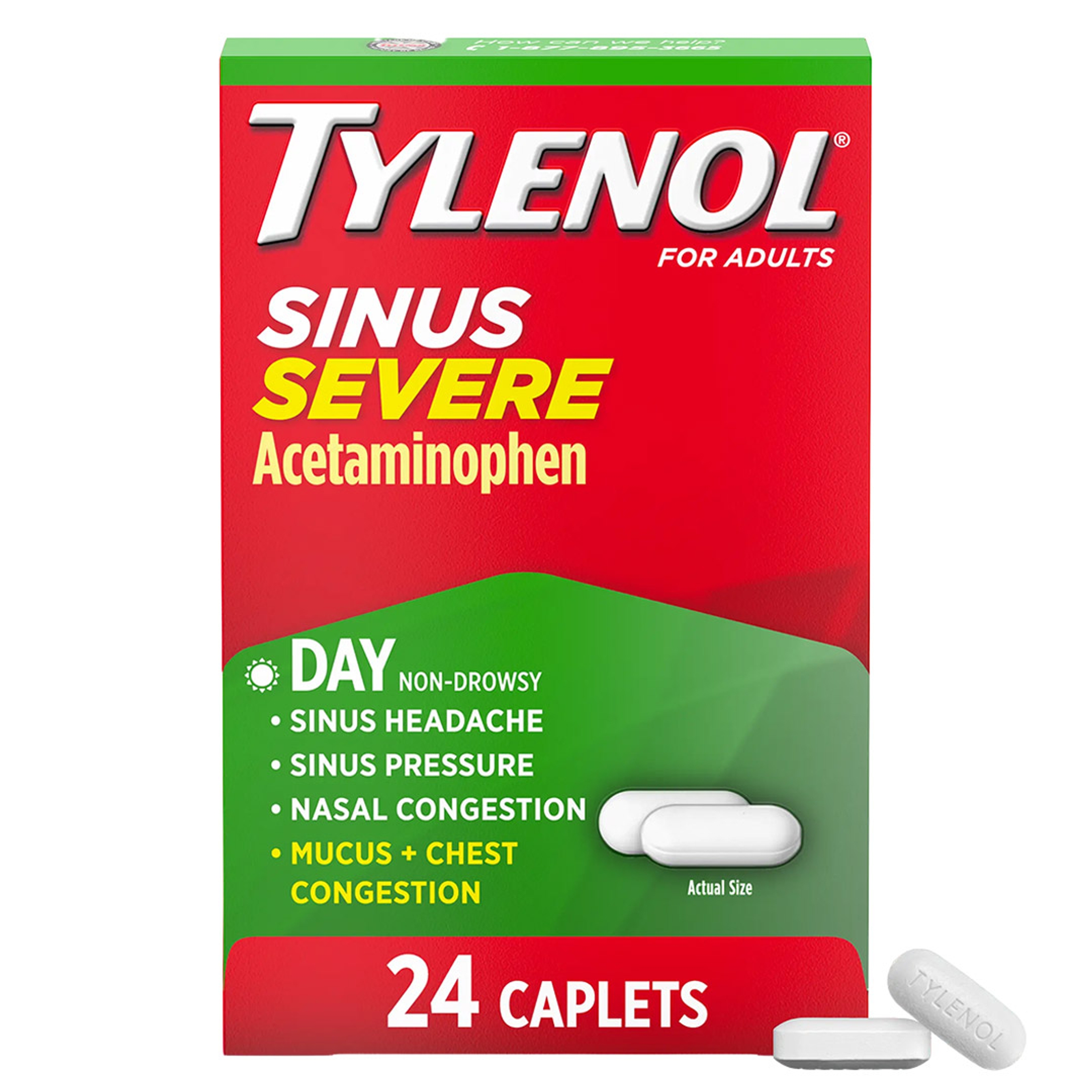 Tylenol Sinus Severe Daytime Caplets 24 Count - Acetaminophen, Pain Reliever, Fever Reducer & Nasal Decongestant 1