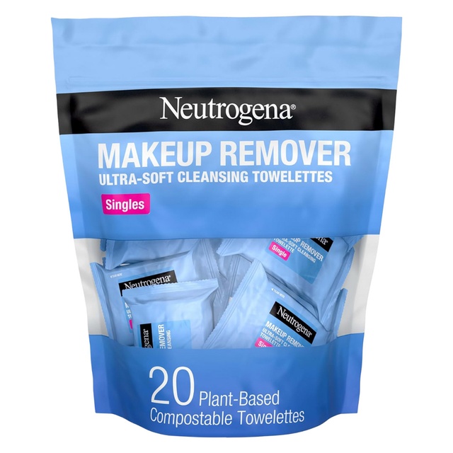 Neutrogena Makeup Remover Cleansing Towelette Singles 20 Count - Gently Remove Dirt, Oil & Makeup