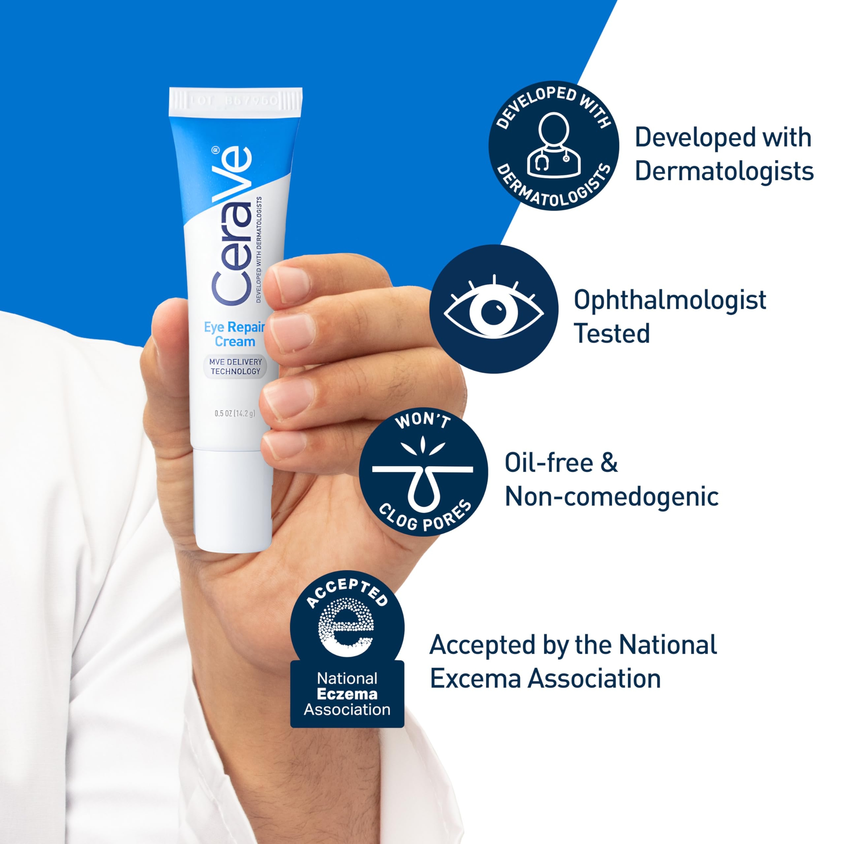 CeraVe Eye Repair Cream, Under Eye Cream For Puffiness And Bags Under Eyes, Hyaluronic Acid + Niacinamide + Marine Botanical Complex, Oil Free & Opthalmologist Tested 2