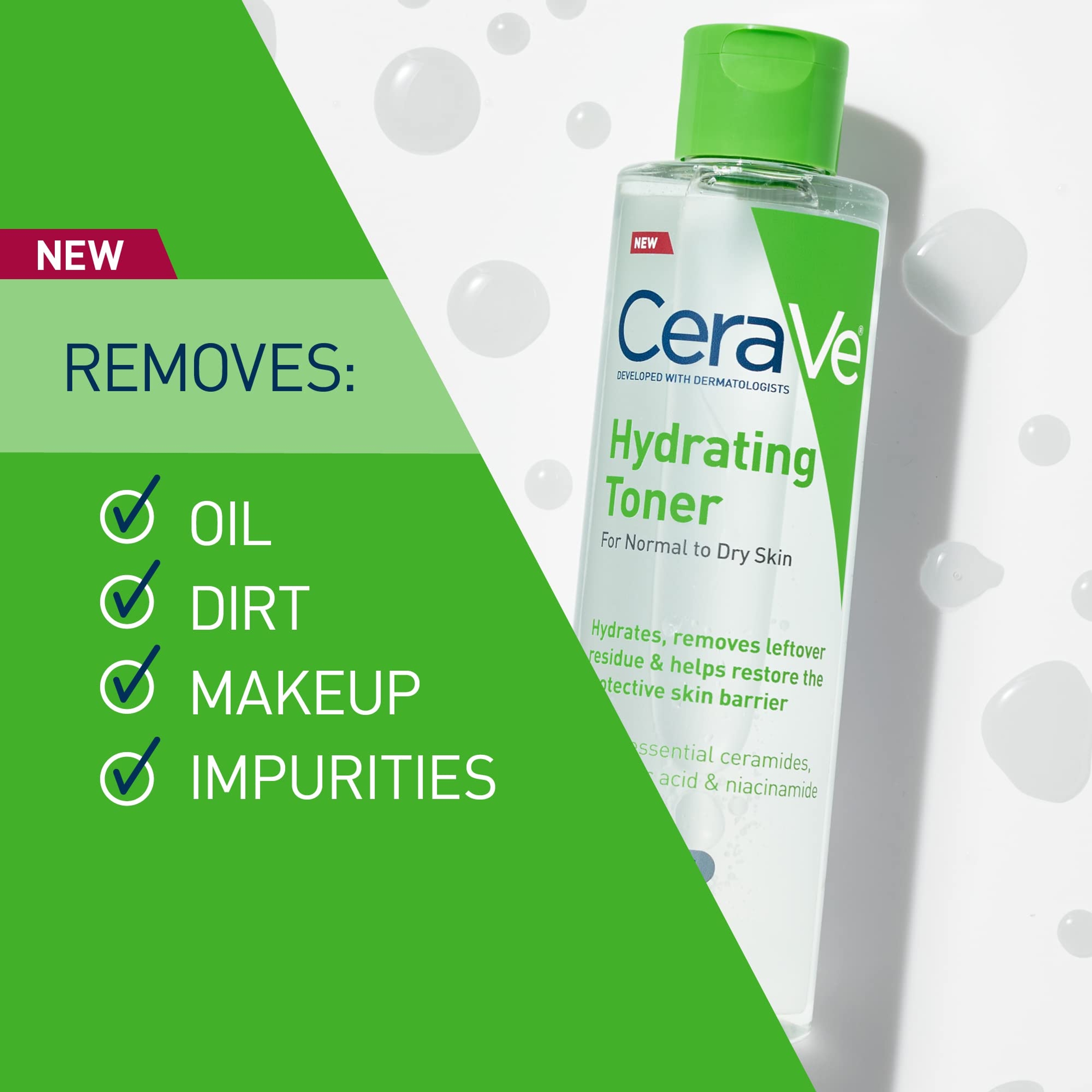 CeraVe Hydrating Toner for Face Non-Alcoholic with Hyaluronic Acid, Niacinamide, and Ceramides for Sensitive Dry Skin, Fragrance-Free Non Comedogenic, Full Size, 6.8 Fl Oz 2