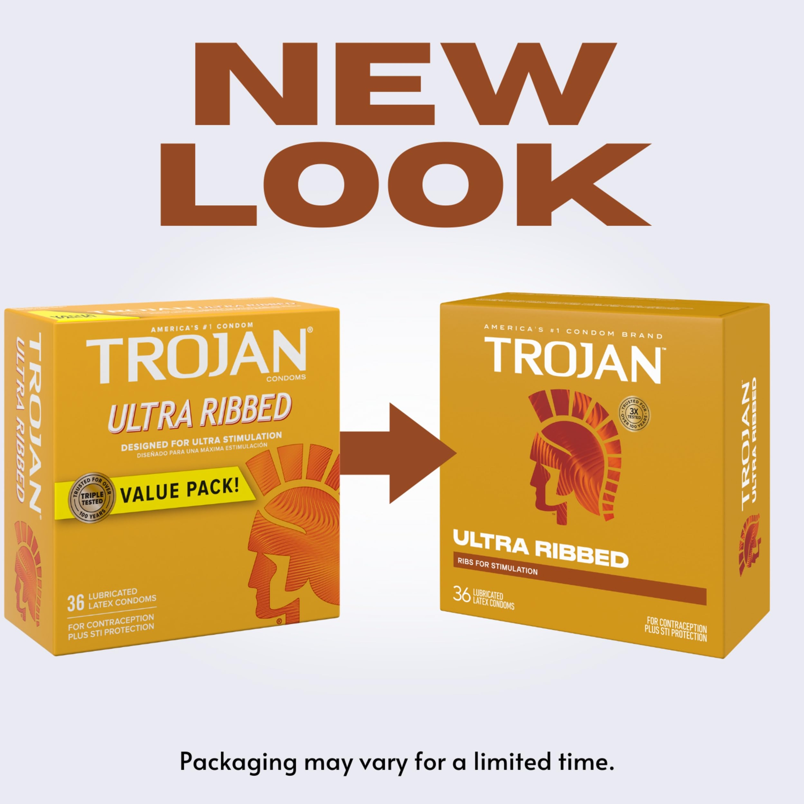 Trojan Ultra Ribbed Condoms 36 Count - Thin Ribbed Condoms for Stimulation 2