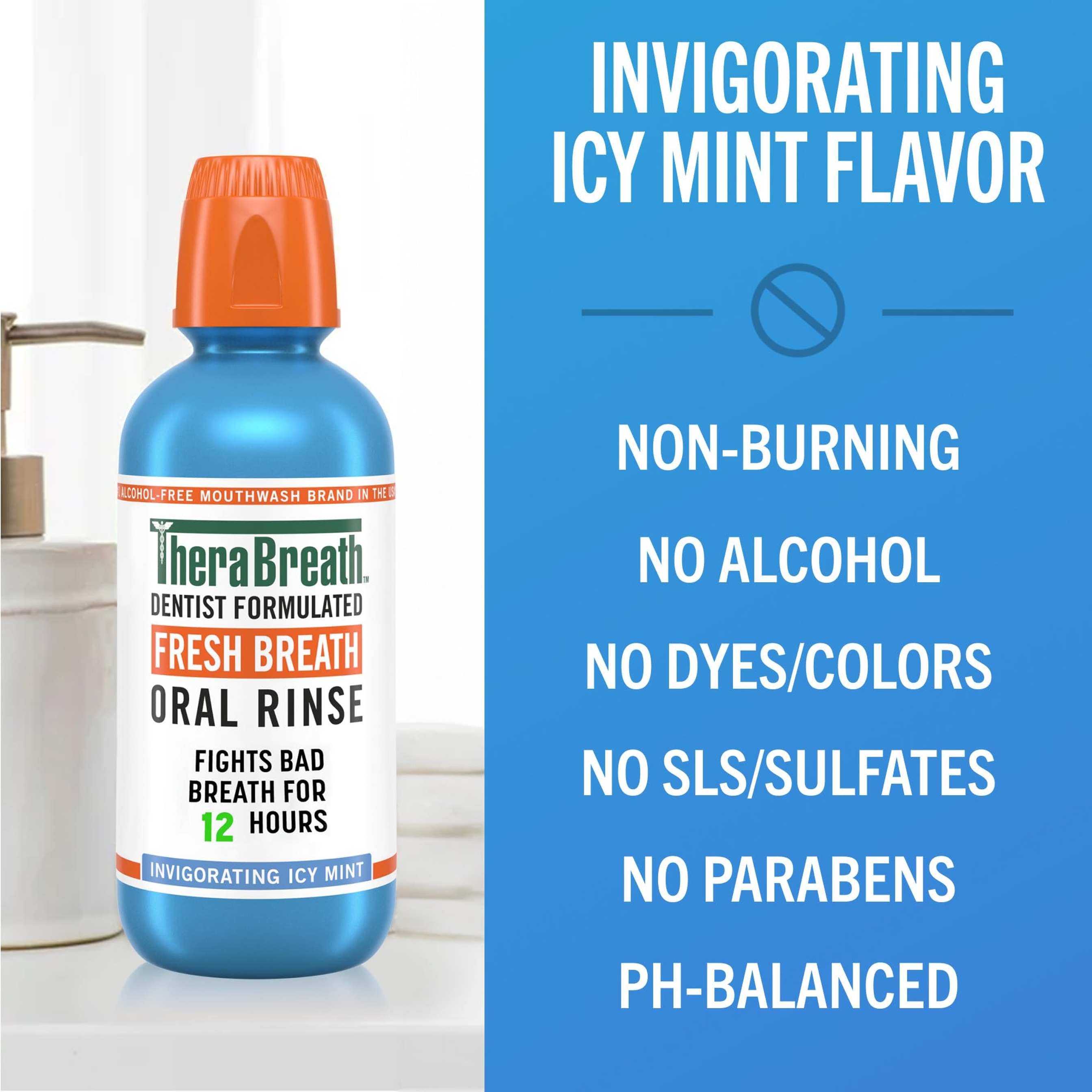 TheraBreath Fresh Breath Oral Rinse, Invigorating Icy Mint, 16 fl.oz - Alcohol-Free Breath Freshener Mouthwash 6