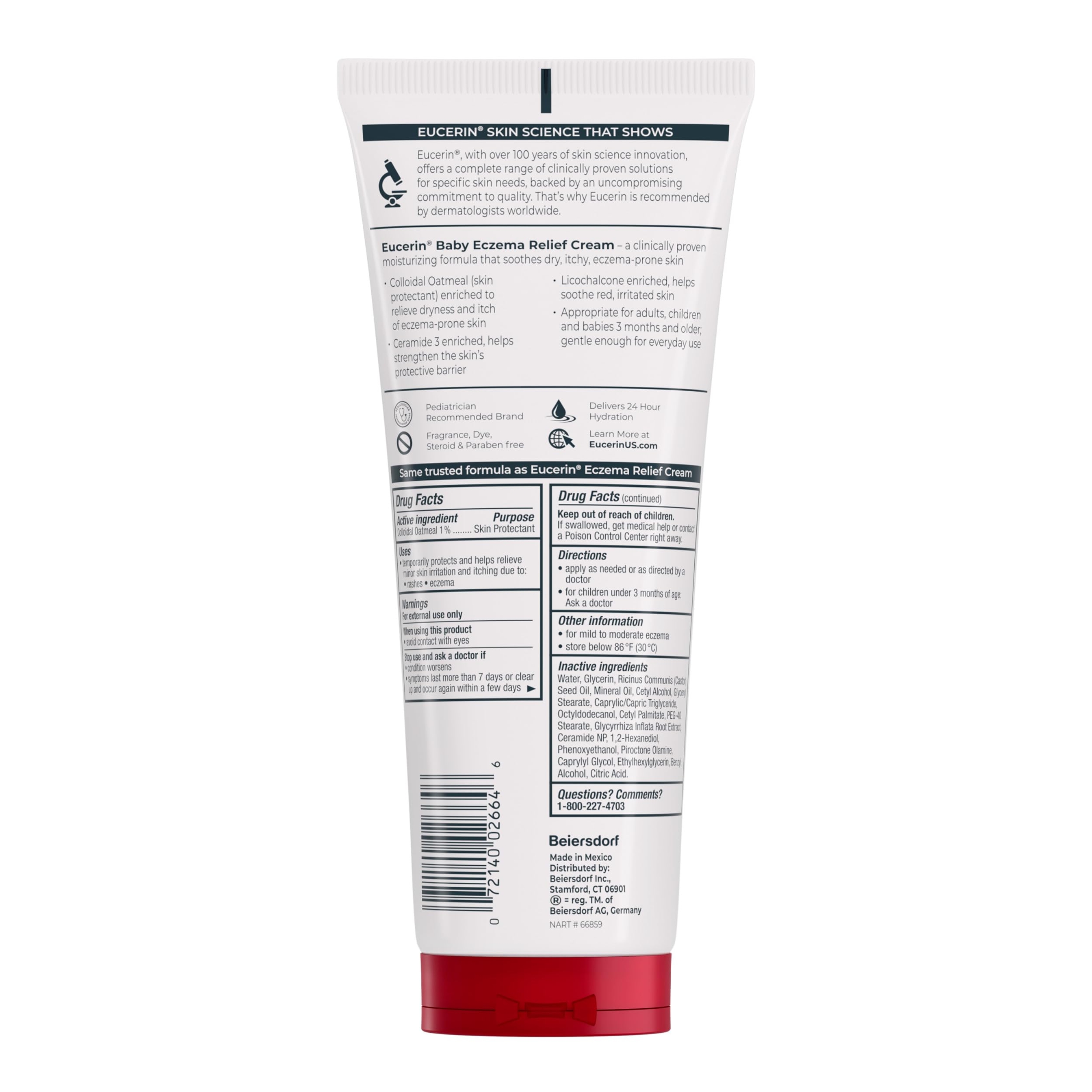 Eucerin Baby Eczema Relief Cream 8 oz - Baby Body Cream Soothes Eczema with Colloidal Oatmeal & Ceramide 6