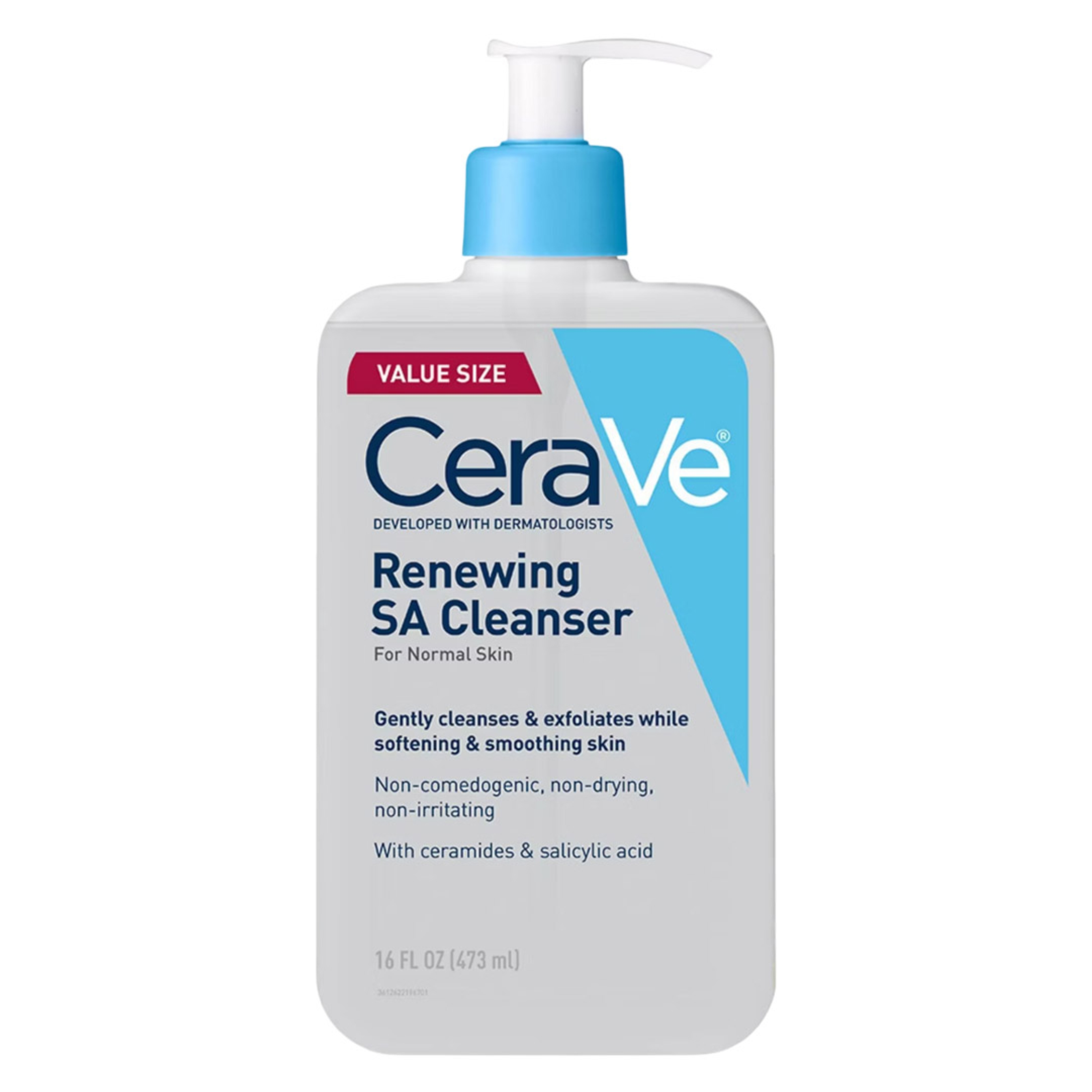 CeraVe Renewing SA Cleanser 16 fl.oz - BHA Exfoliating Face Wash Gently Cleanses, Helps Soften & Smooth Skin 1