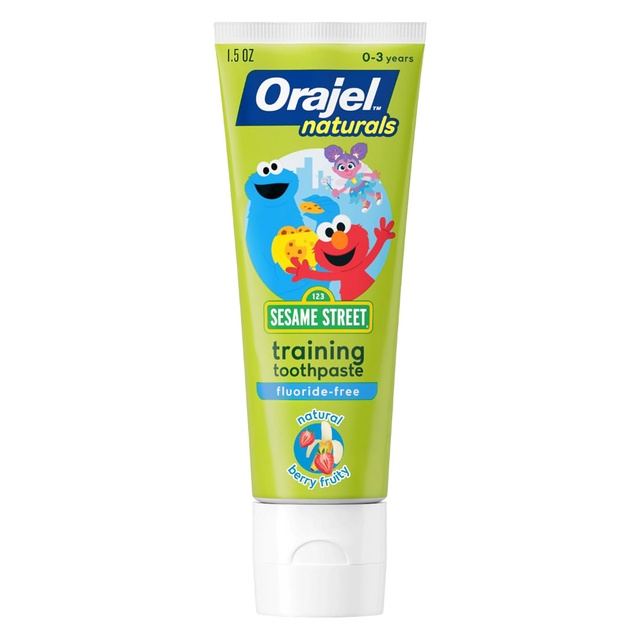 Orajel Kids Elmo Fluoride-Free Training Toothpaste 1.5 oz - Natural Berry Fruity Flavor, for Infants and Babies Ages 0-3