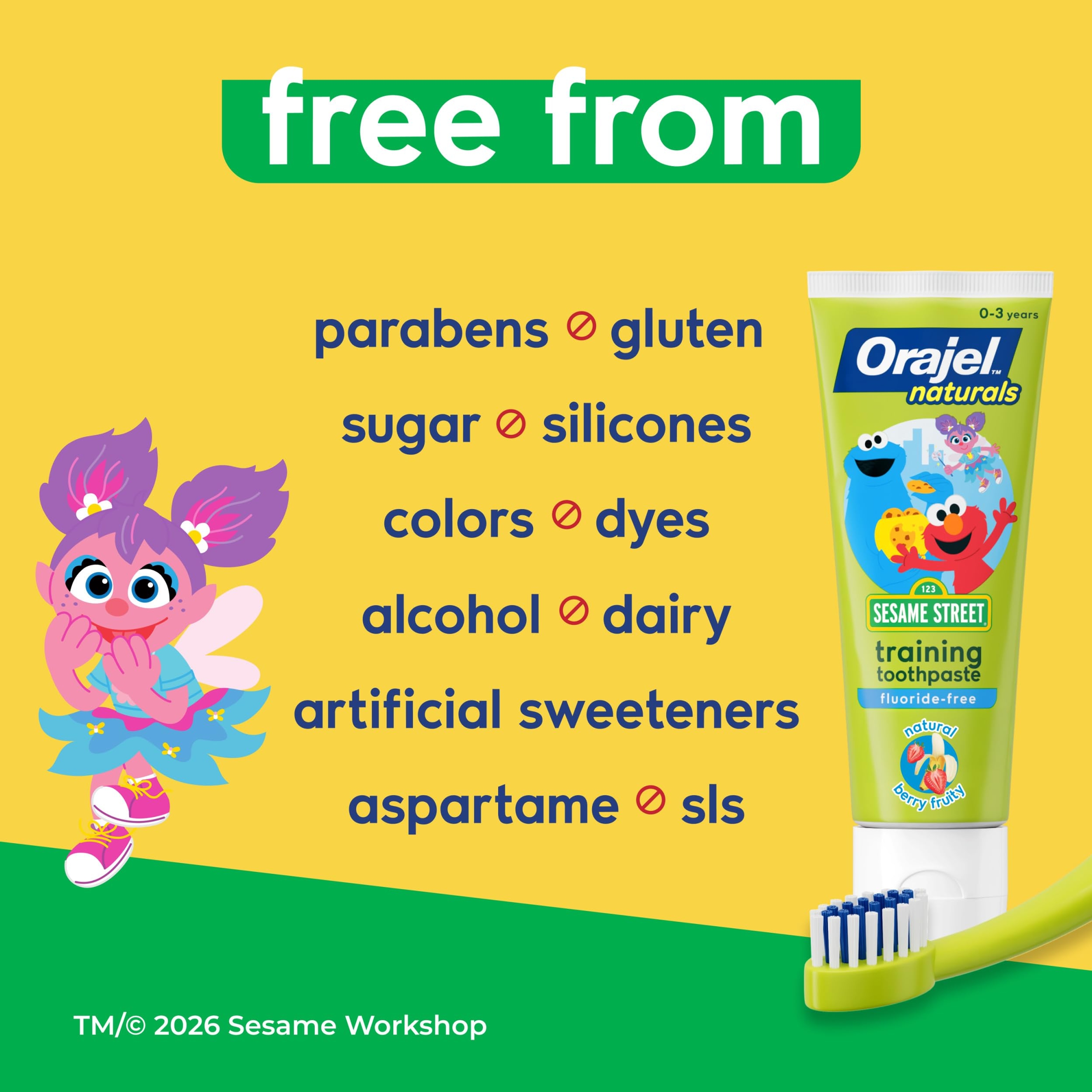 Orajel Kids Elmo Fluoride-Free Training Toothpaste 1.5 oz - Natural Berry Fruity Flavor, for Infants and Babies Ages 0-3 3