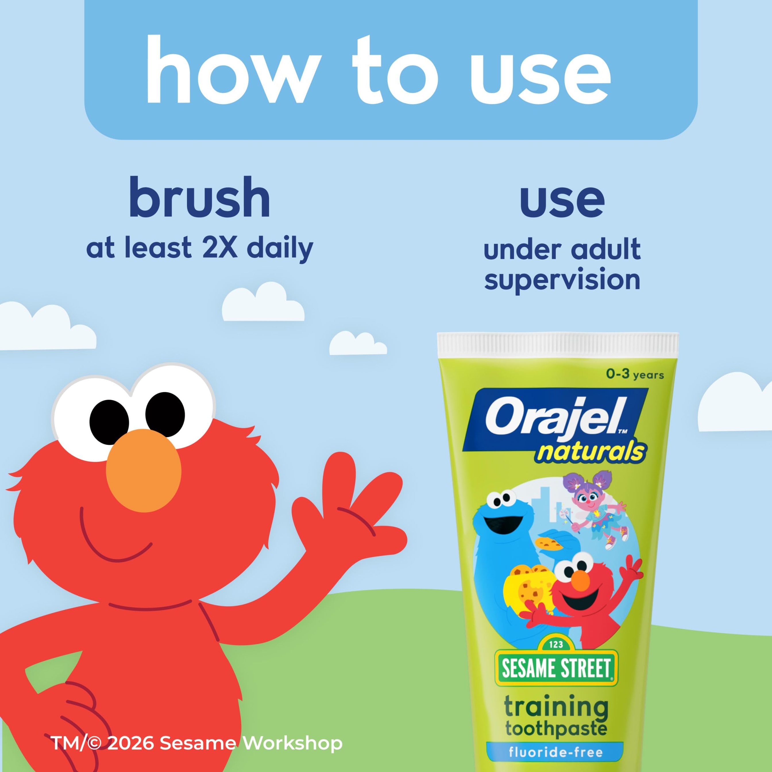 Orajel Kids Elmo Fluoride-Free Training Toothpaste 1.5 oz - Natural Berry Fruity Flavor, for Infants and Babies Ages 0-3 7