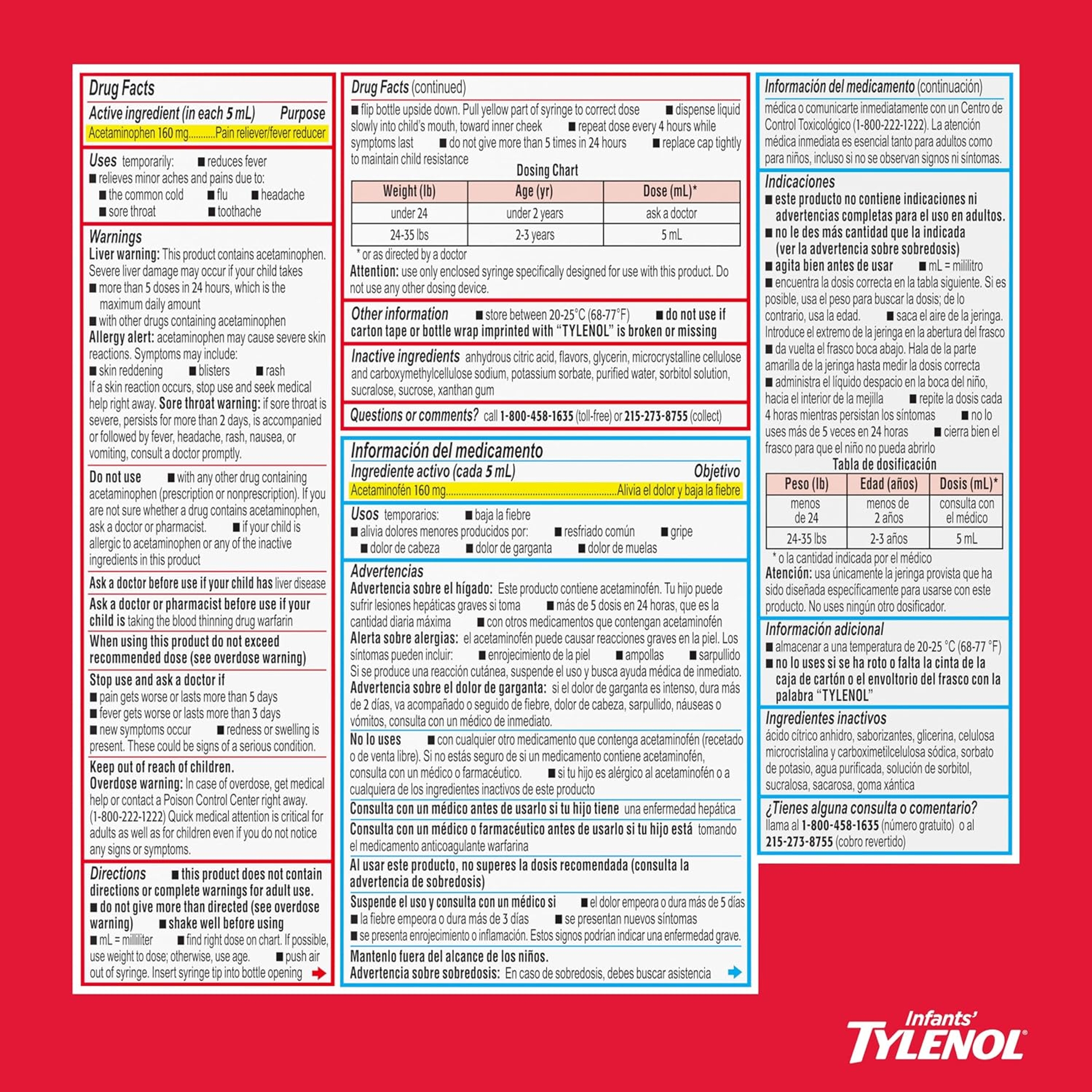 Infants' Tylenol Oral Suspension Liquid Medicine with Acetaminophen, Baby Fever Reducer & Pain Reliever for Minor Aches & Pains, Sore Throat, Headache & Teething Pain, Dye-Free Cherry, 1 fl. oz 8