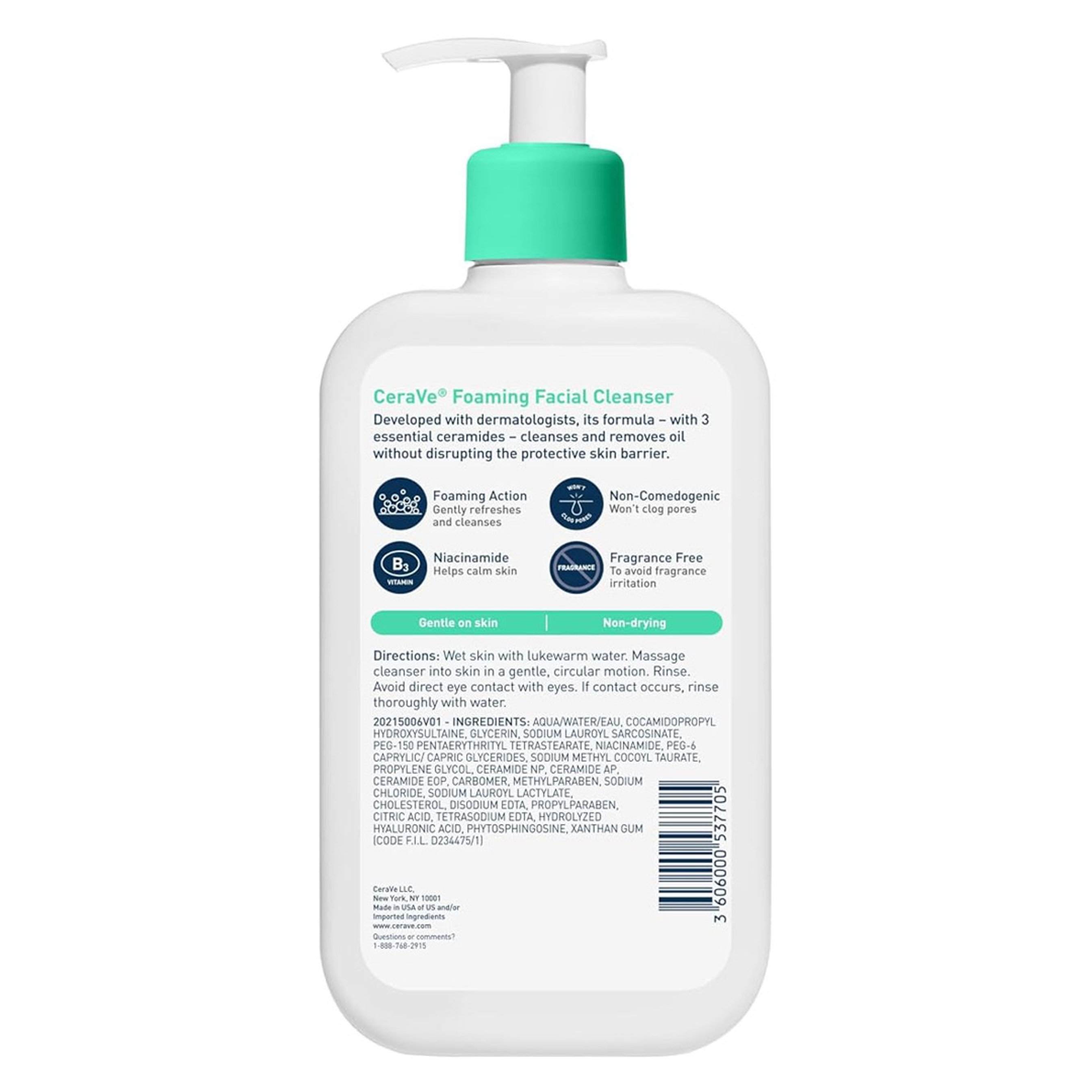 CeraVe Foaming Facial Cleanser, Daily Face Wash for Oily Skin, Hyaluronic Acid + Ceramides + Niacinamide, Fragrance Free, Non-Drying Oil Control Face Wash, 16 Fluid Ounces 8