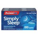 Tylenol Simply Sleep Nighttime Sleep Aid Caplets, 25 mg Diphenhydramine HCl, Non-Habit Forming Sleep Aid for Adults, 100 Count 1