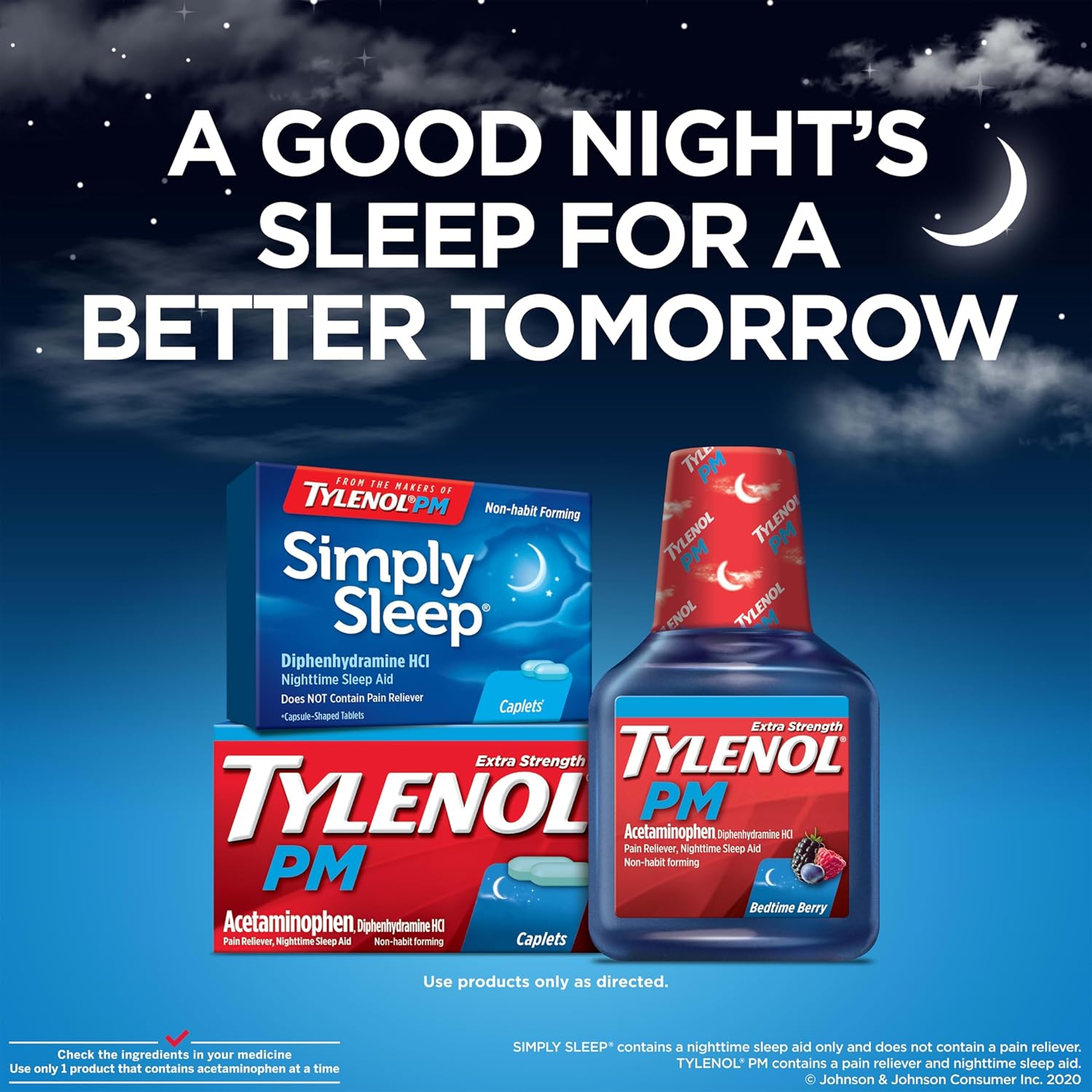 Tylenol Simply Sleep Nighttime Sleep Aid Caplets, 25 mg Diphenhydramine HCl, Non-Habit Forming Sleep Aid for Adults, 100 Count 3