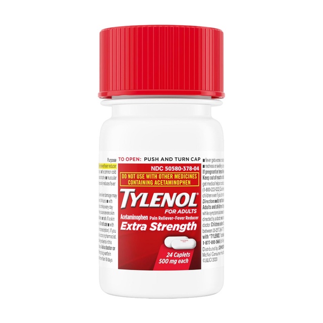 Tylenol Extra Strength 500 mg Acetaminophen Caplets, 24 Ct