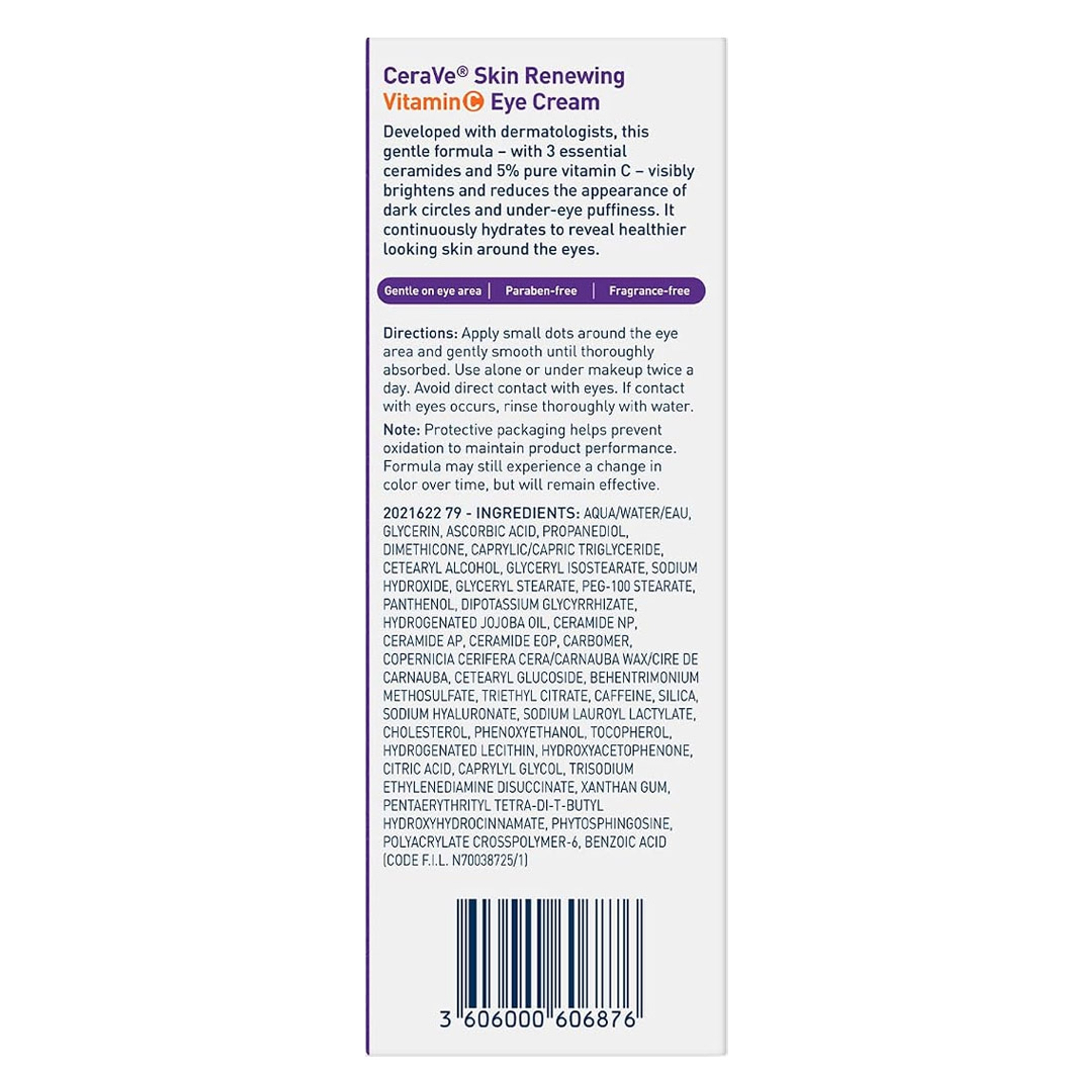 CeraVe Skin Renewing Vitamin C Eye Cream 0.5 fl.oz - Hyaluronic Acid Under Eye Brightener, Fast-Absorbing, Non-Greasy 8
