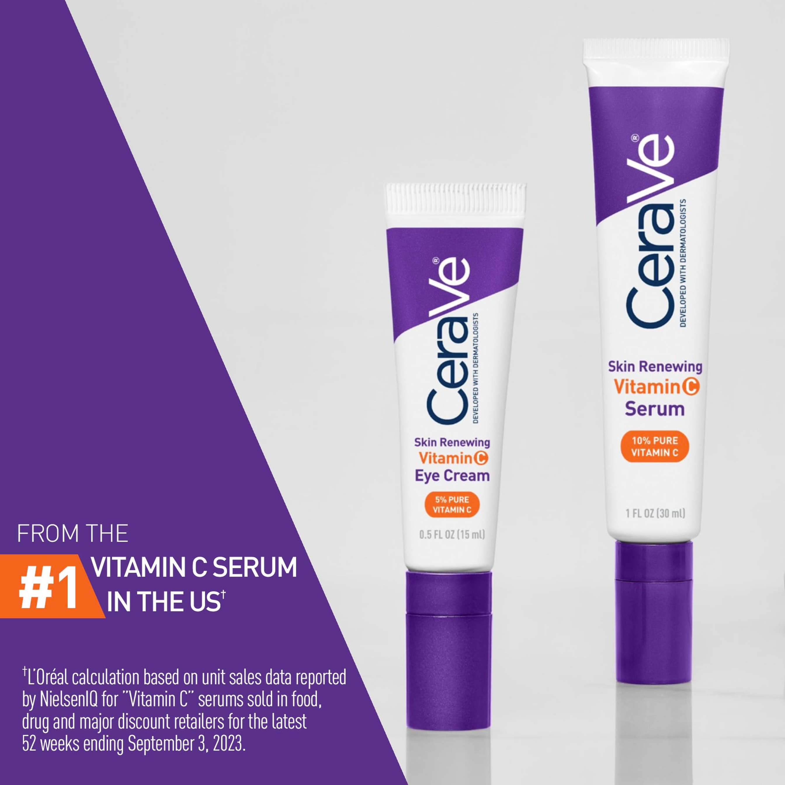 CeraVe Skin Renewing Vitamin C Eye Cream 0.5 fl.oz - Hyaluronic Acid Under Eye Brightener, Fast-Absorbing, Non-Greasy 2