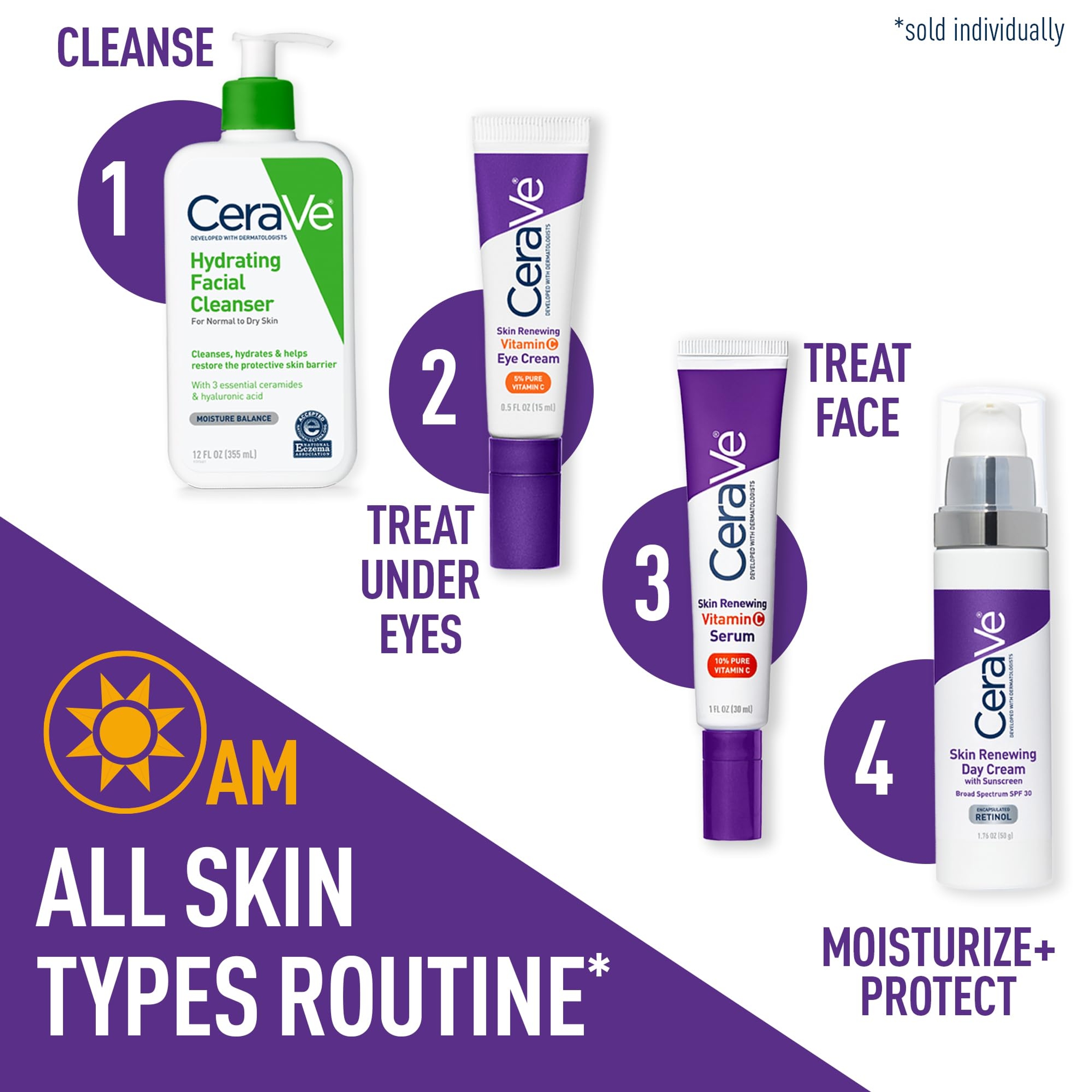 CeraVe Skin Renewing Vitamin C Eye Cream 0.5 fl.oz - Hyaluronic Acid Under Eye Brightener, Fast-Absorbing, Non-Greasy 6
