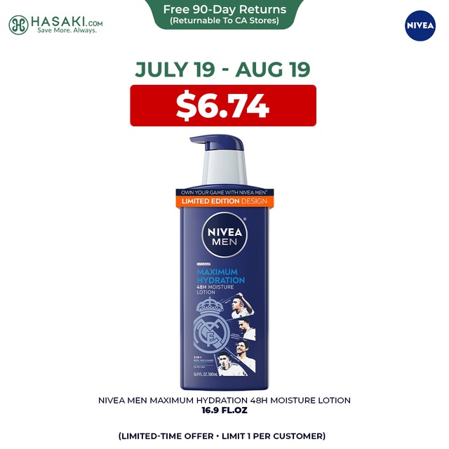 Nivea Men Maximum Hydration 48H Moisture Body Lotion 16.9 fl.oz - Aloe Vera Lotion for Men (Limited Edition)