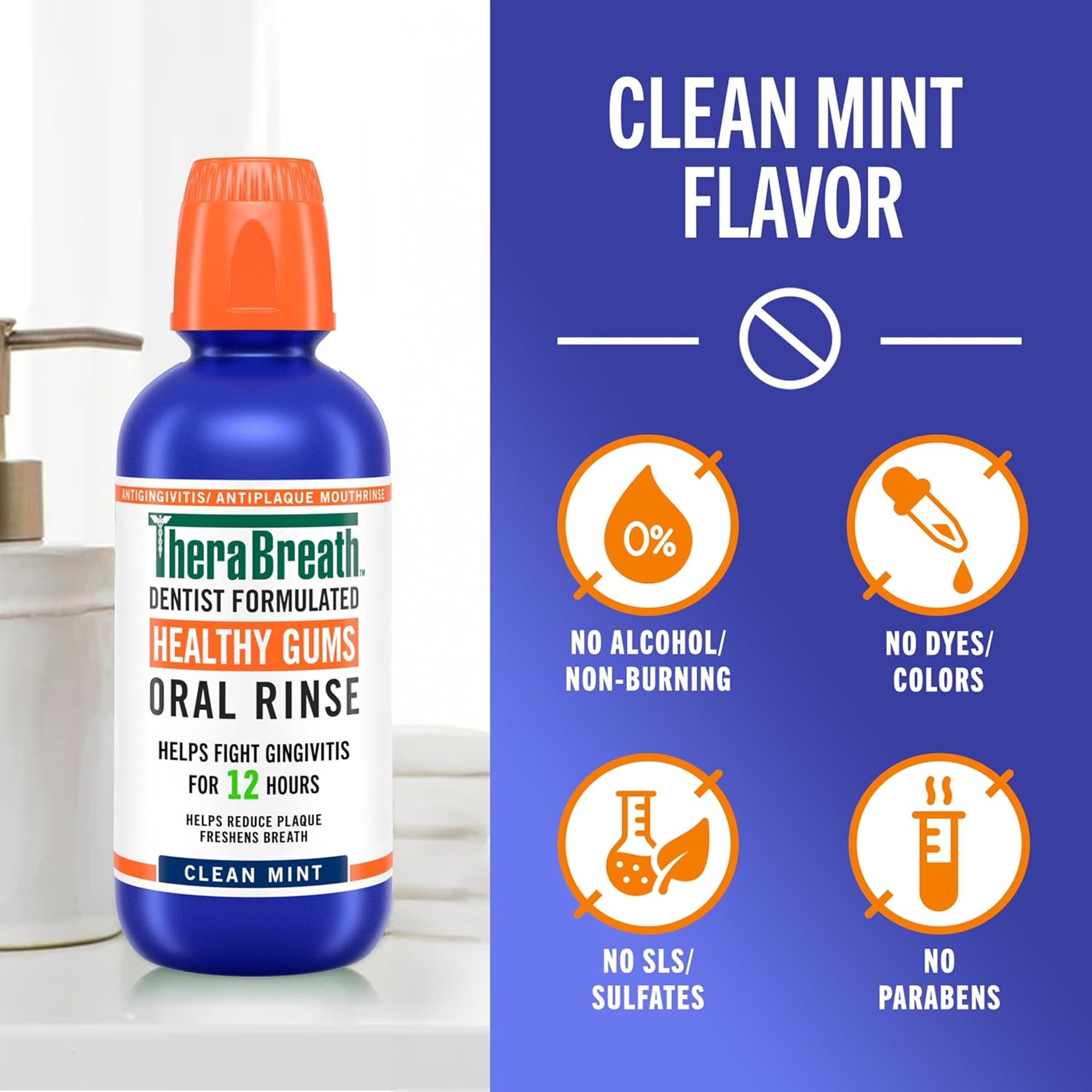 TheraBreath Healthy Gums Oral Rinse, Clean Mint, 16 fl.oz - Alcohol-Free Antigingivitis Mouthwash 4