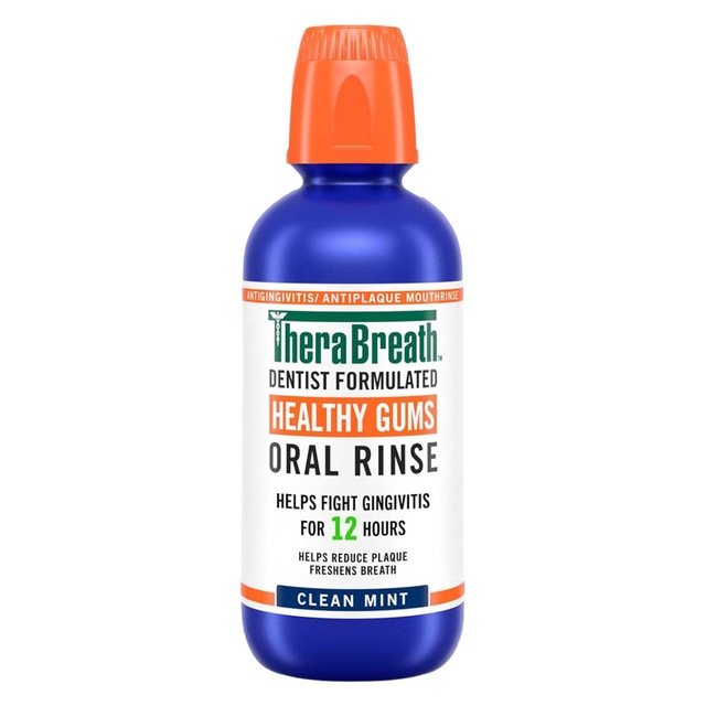 TheraBreath Healthy Gums Oral Rinse, Clean Mint, 16 fl.oz - Alcohol-Free Antigingivitis Mouthwash