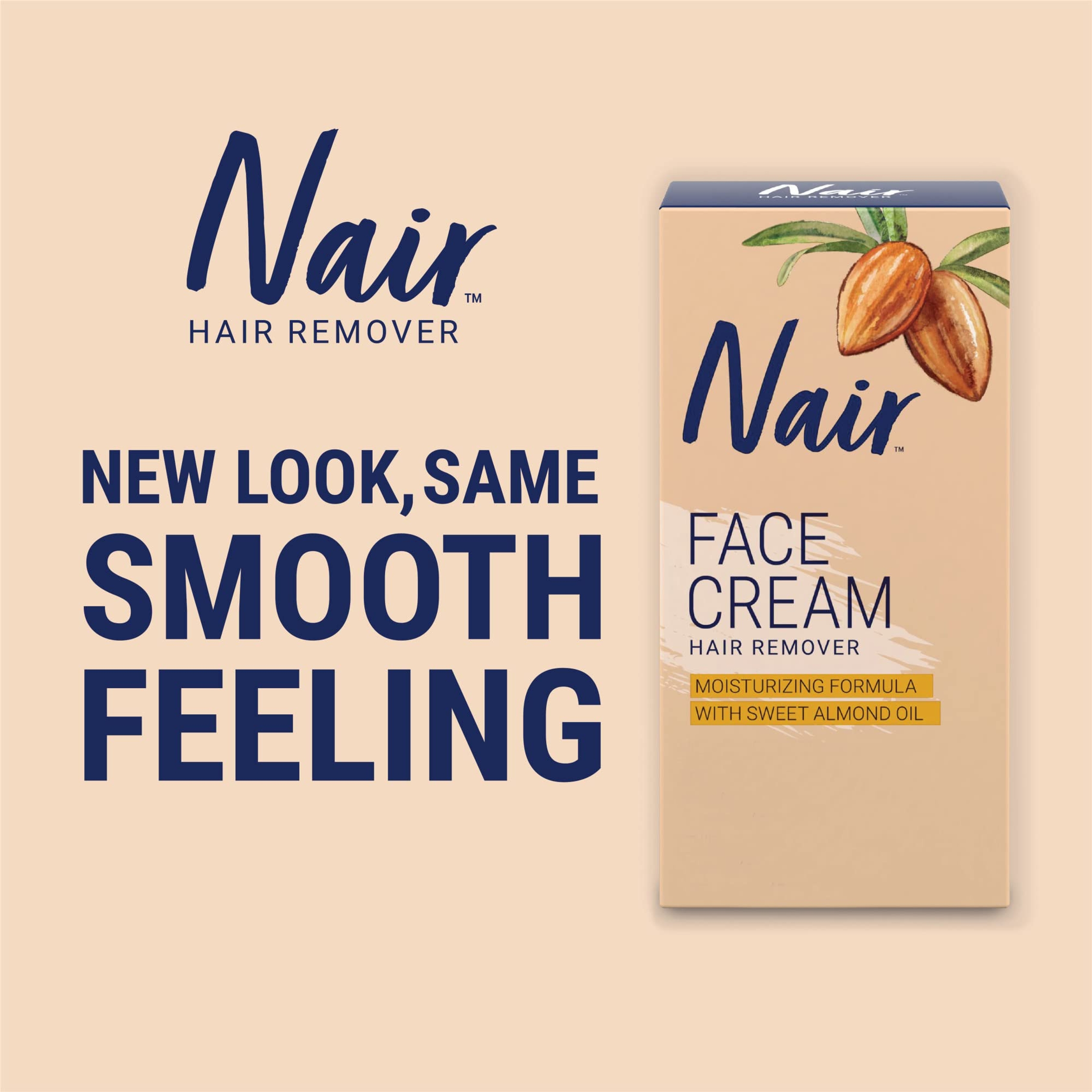 Nair Hair Remover Face Cream 2 oz - Moisturizing Formula Hair Remover with Sweet Almond Oil 2