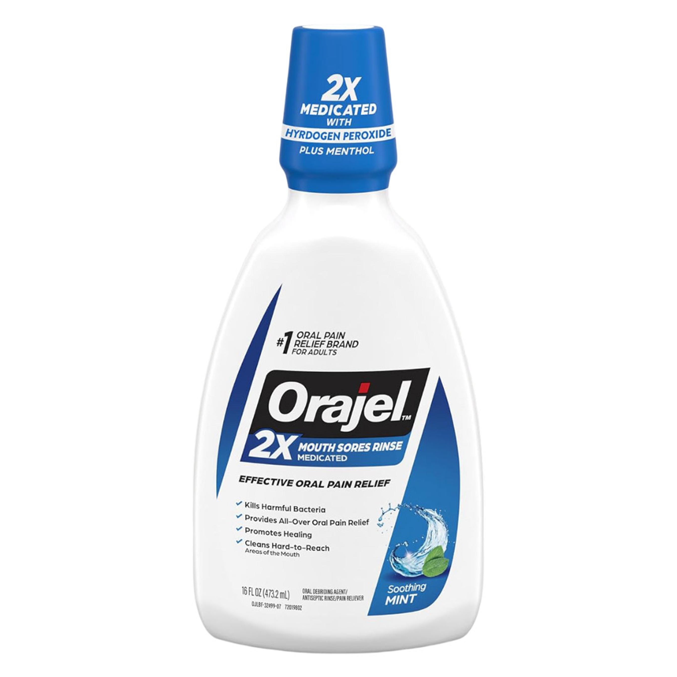 Orajel Mouth Sores Antiseptic Rinse 16 oz - Soothing Mint Flavor, Provides Pain Relief, Promotes Healing 1
