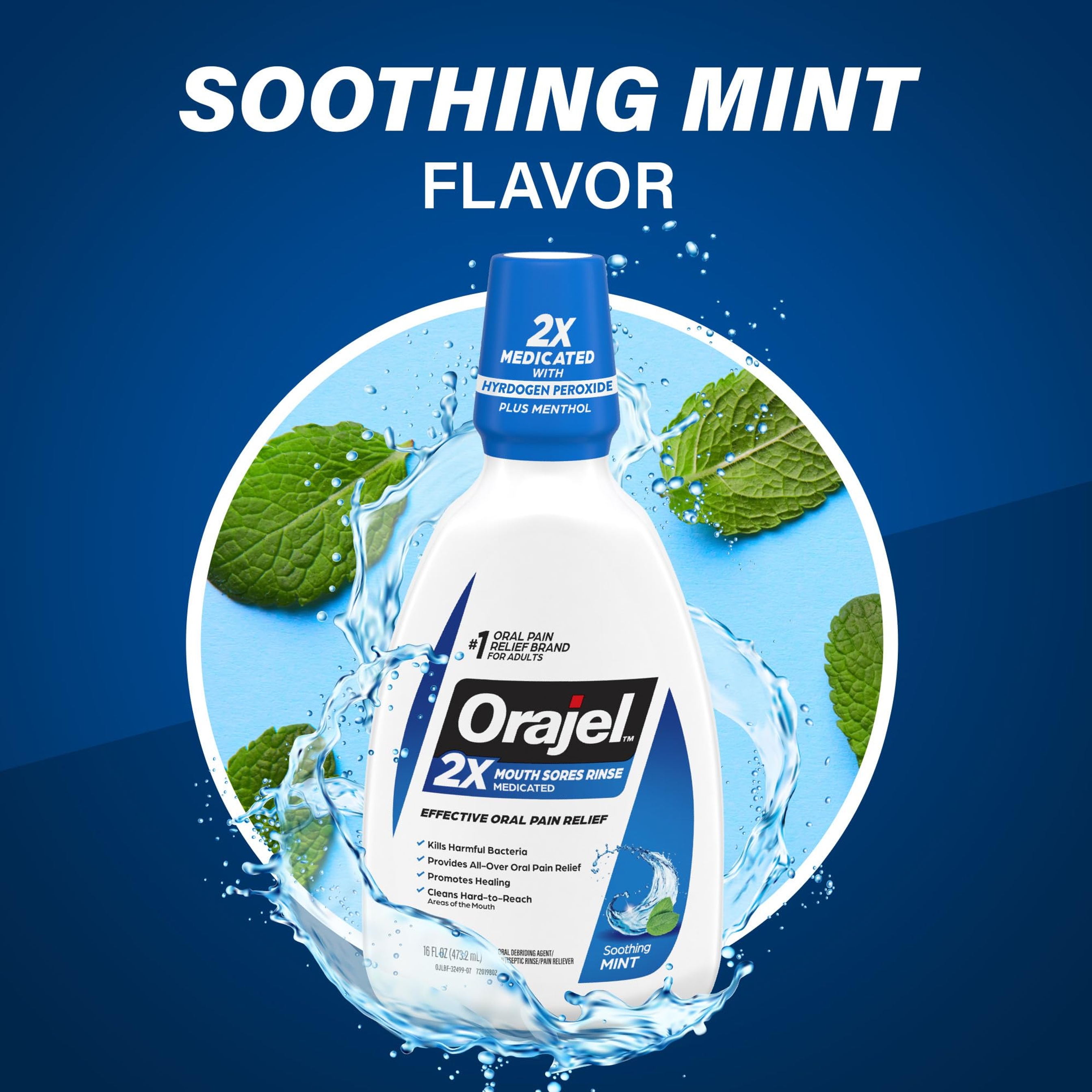 Orajel Mouth Sores Antiseptic Rinse 16 oz - Soothing Mint Flavor, Provides Pain Relief, Promotes Healing 2